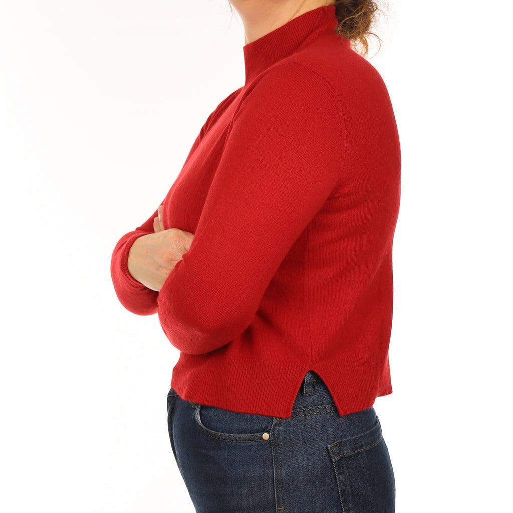 Berry Red Cashmere Turtle Neck Jumper Medium