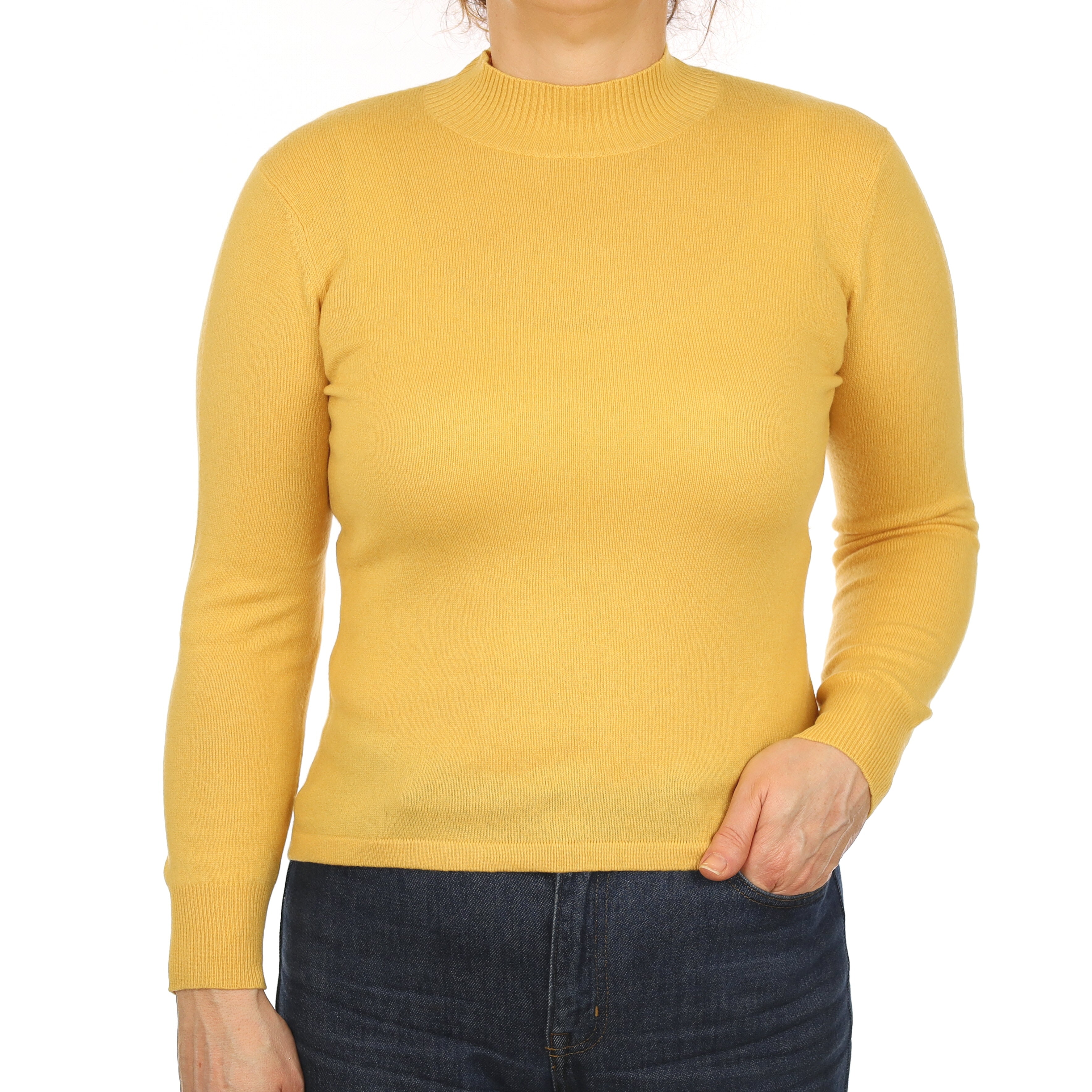 Marigold Yellow Cashmere Turtle Neck Jumper Medium