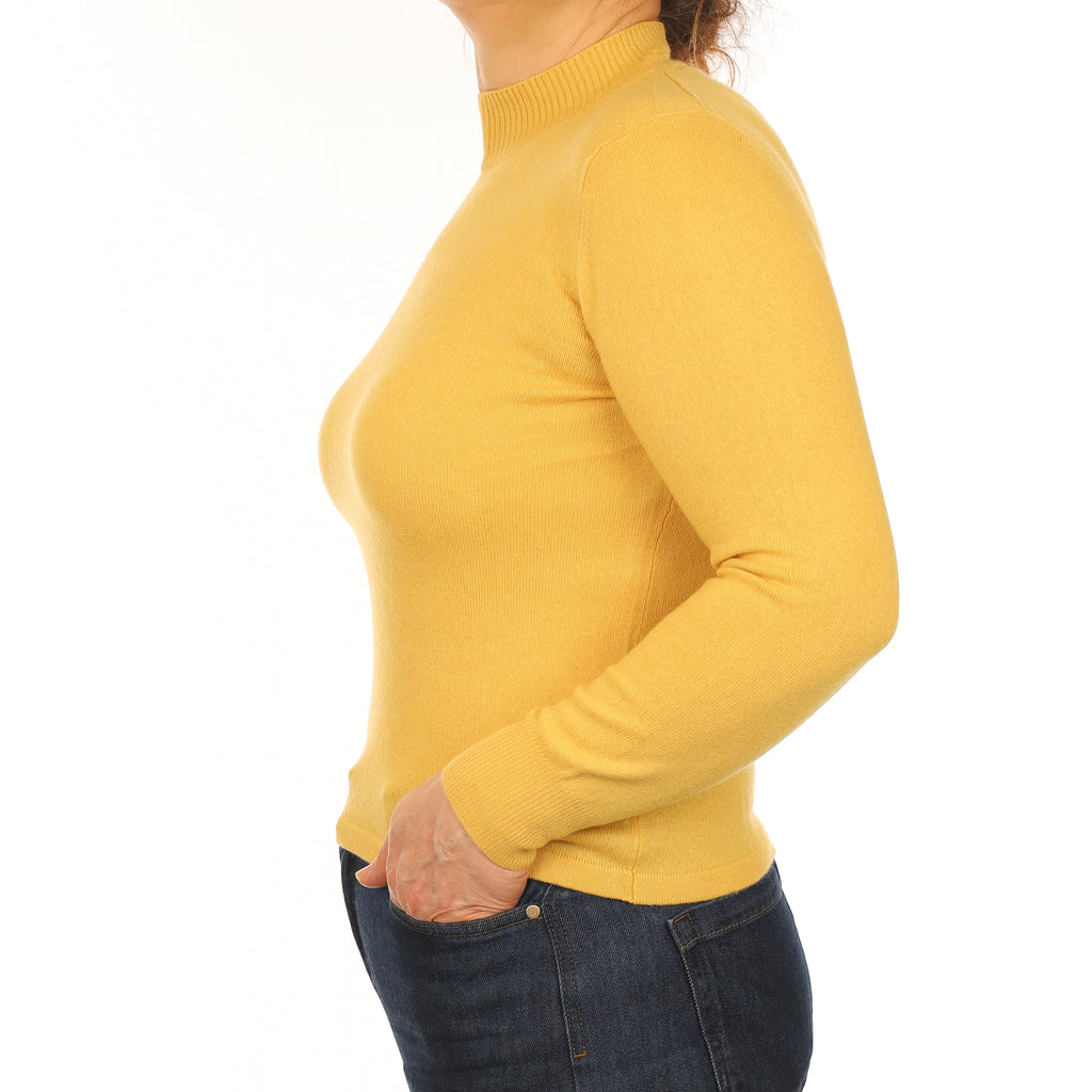 Marigold Yellow Cashmere Turtle Neck Jumper Medium
