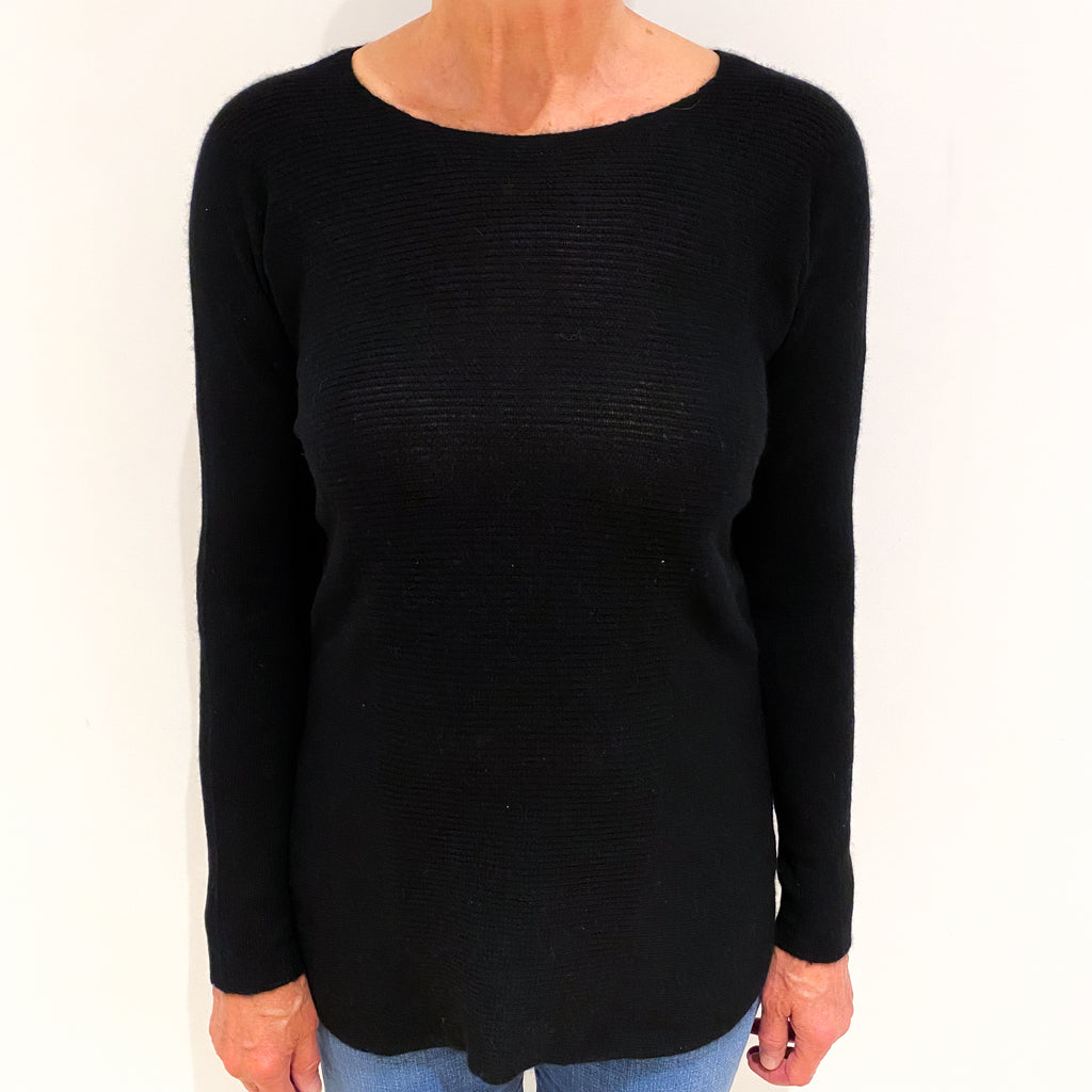 Black Cashmere Slash Neck Jumper Medium