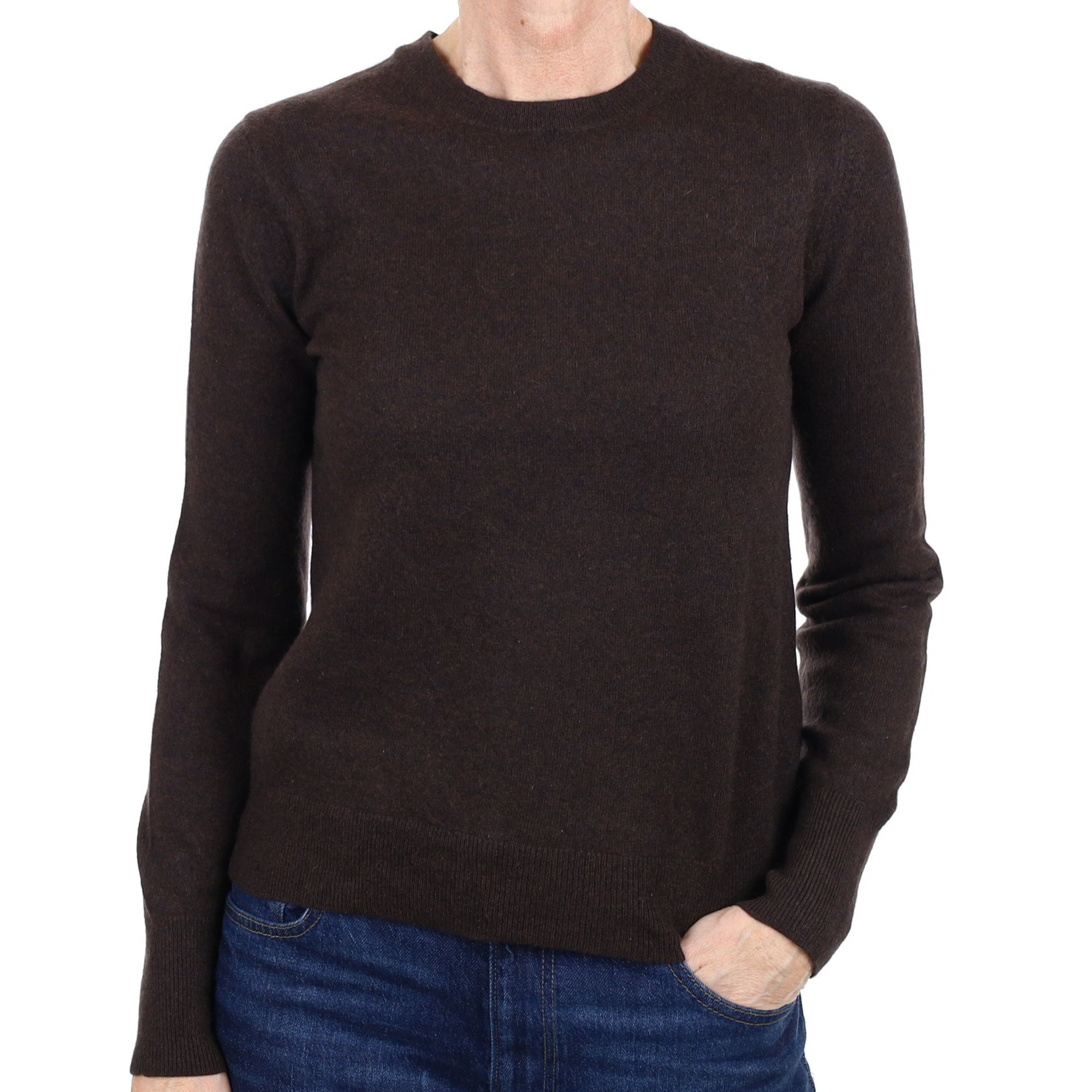 Peppercorn Brown Cashmere Crew Neck Jumper Small