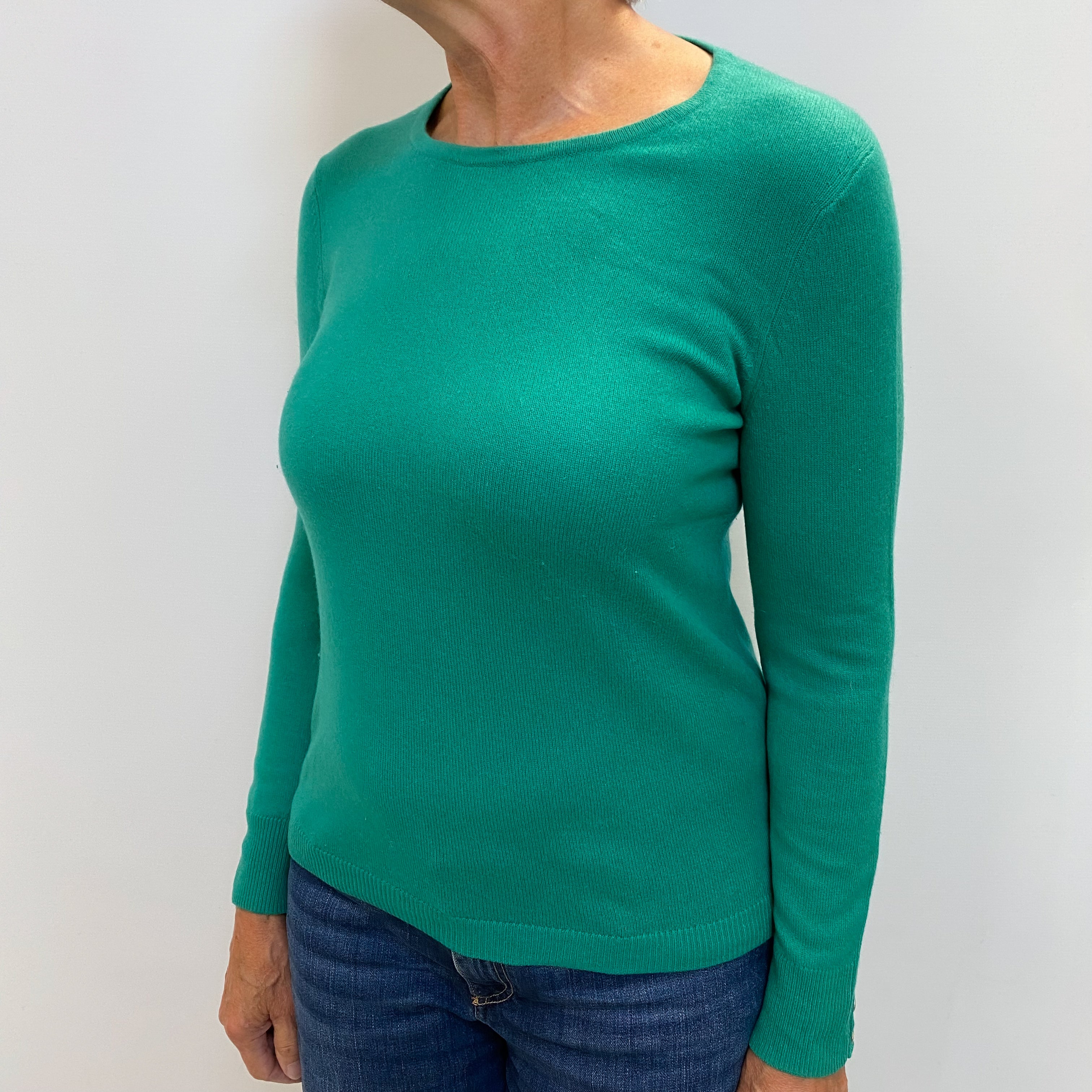 Lincoln Green Cashmere Crew Neck Jumper Medium