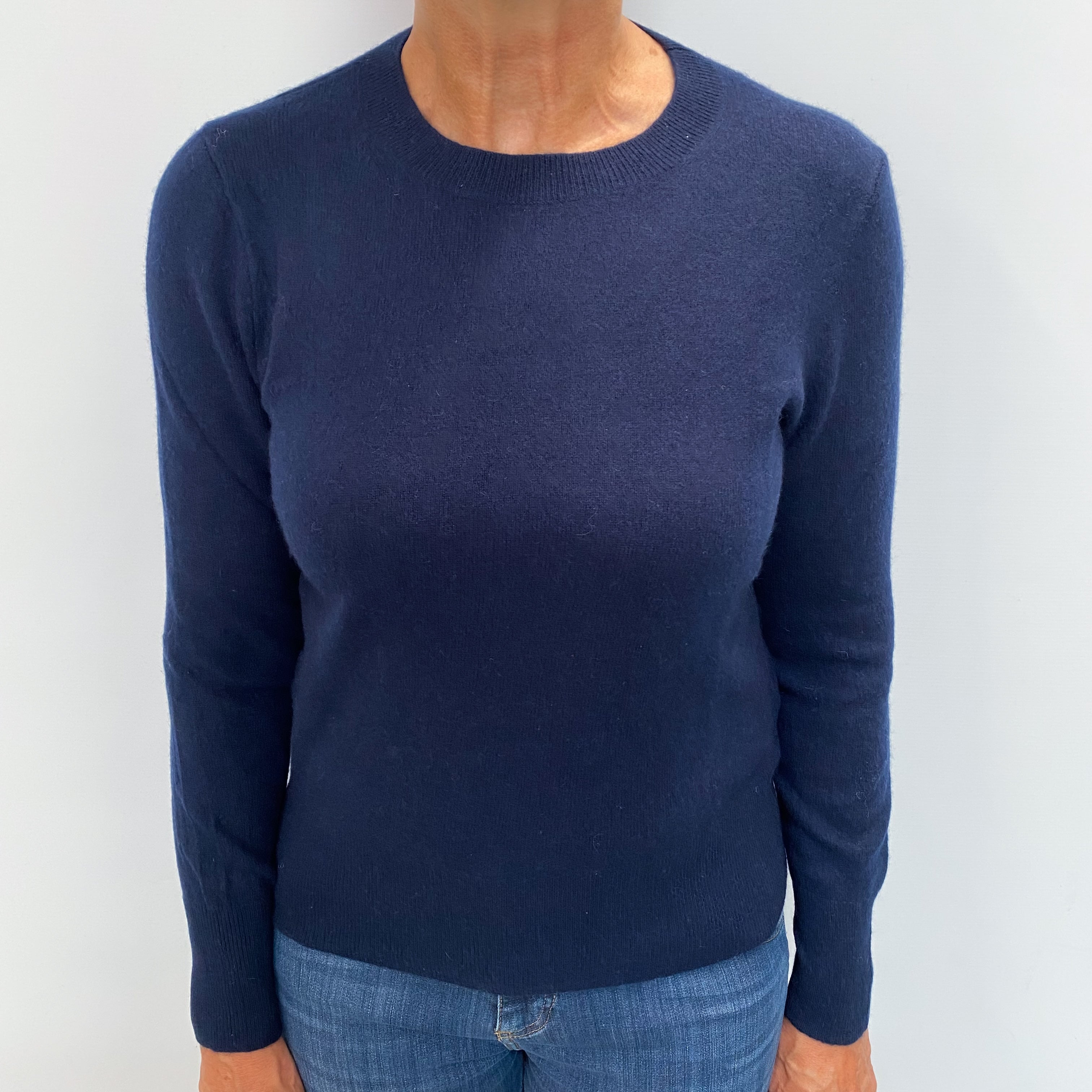 Midnight Navy Cashmere Crew Neck Jumper Medium