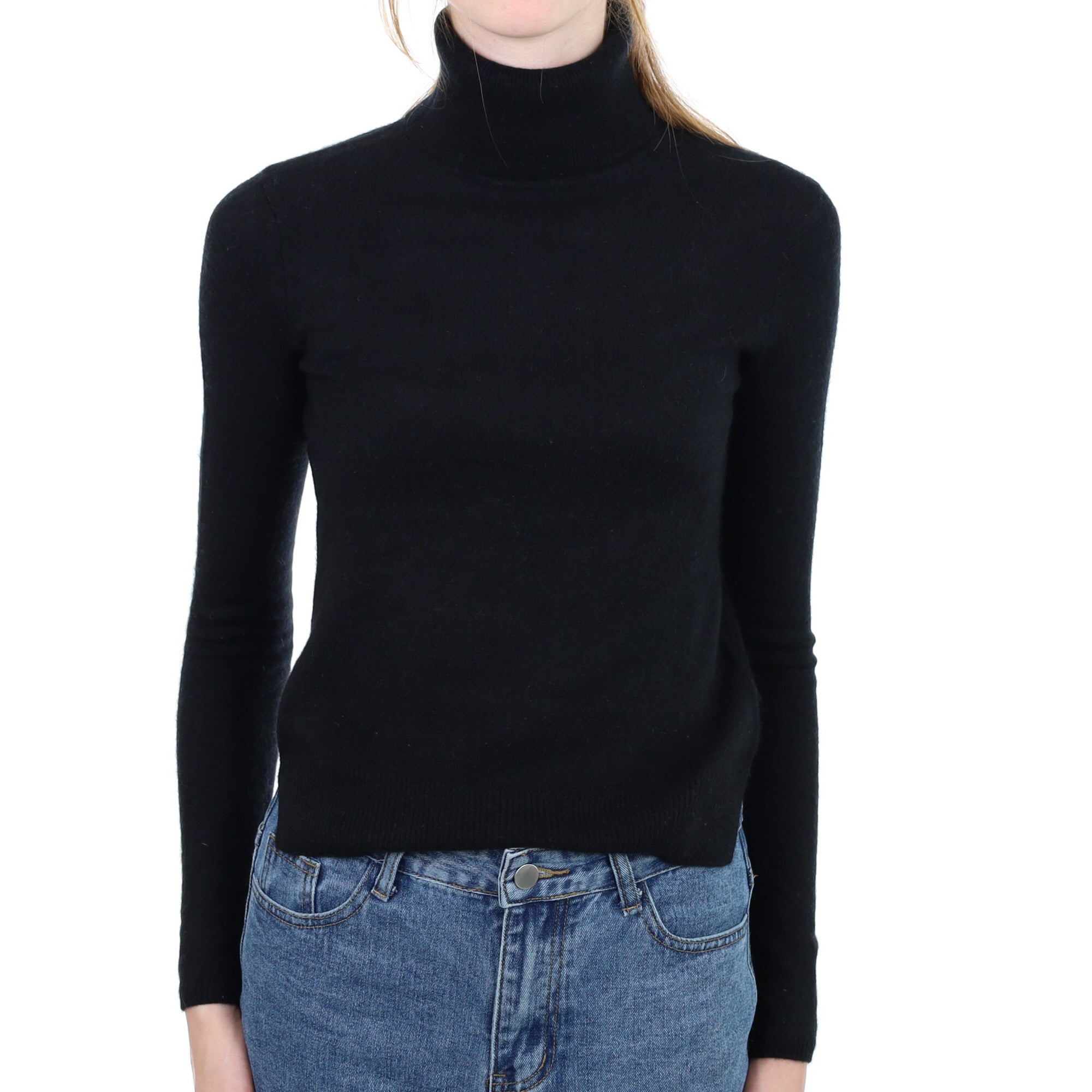 Black Cashmere Polo Neck Jumper Extra Small