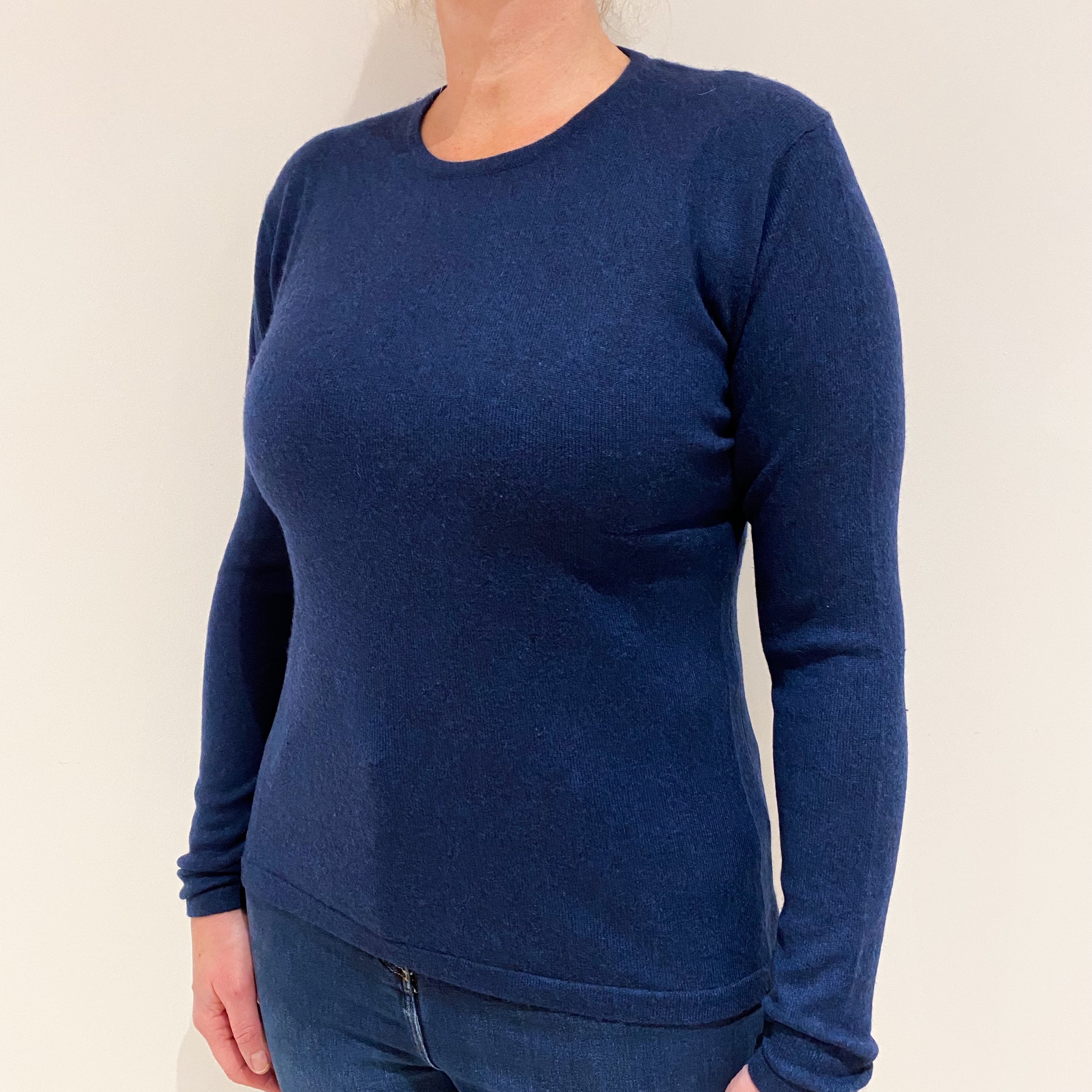 Navy Blue Cashmere Crew Neck Jumper Large