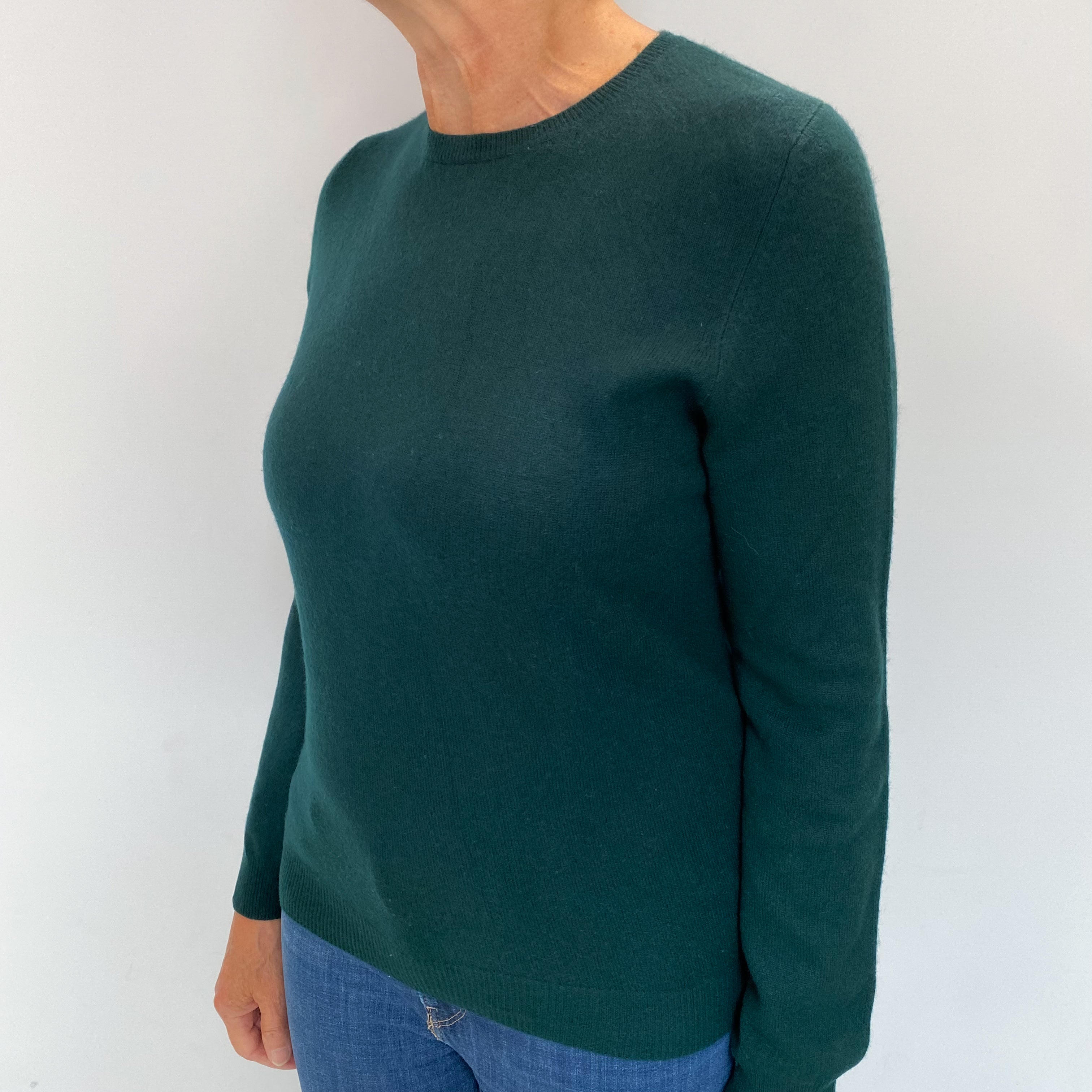 Bottle Green Cashmere Crew Neck Jumper Medium