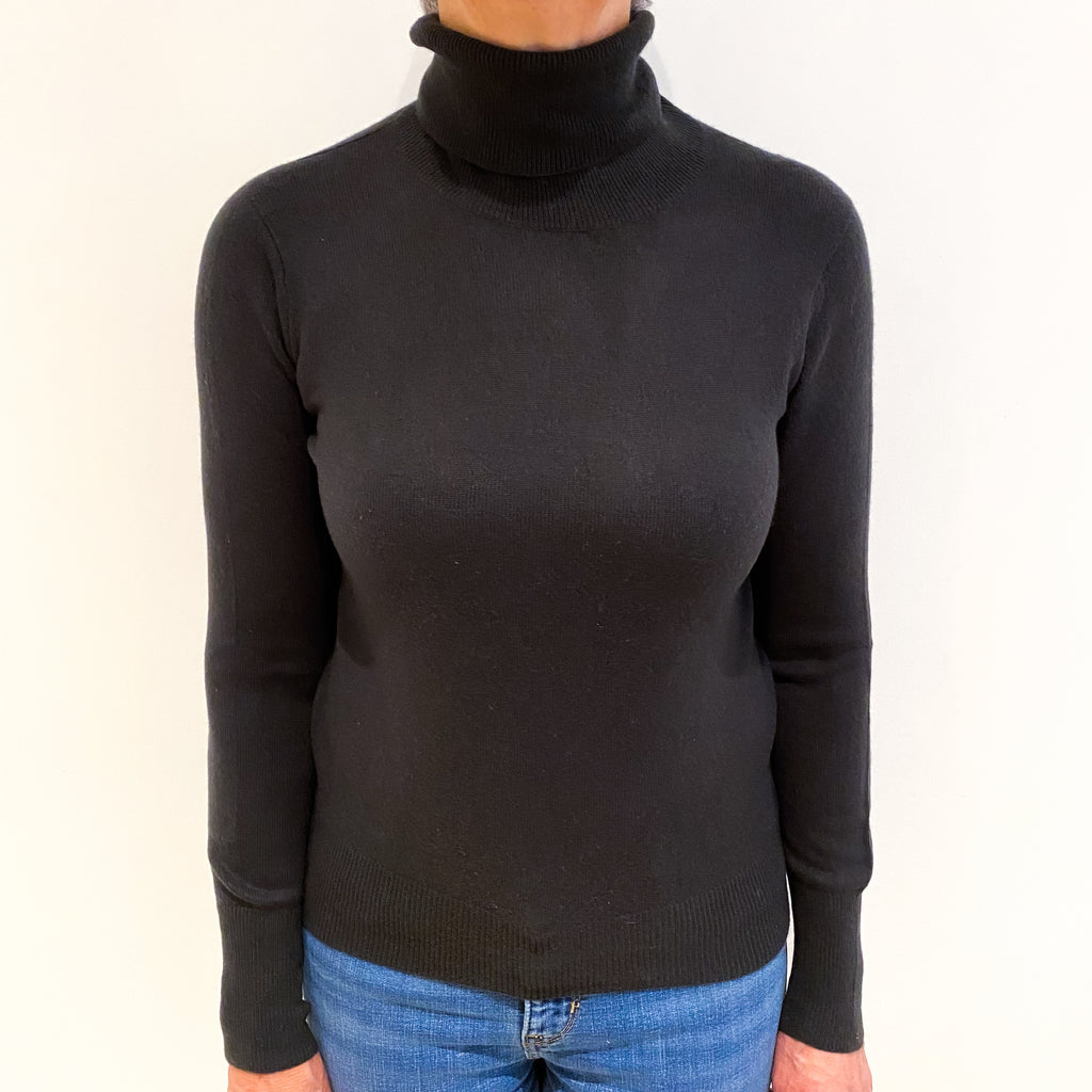 Deep Dark Khaki Cashmere Polo Neck Jumper Medium