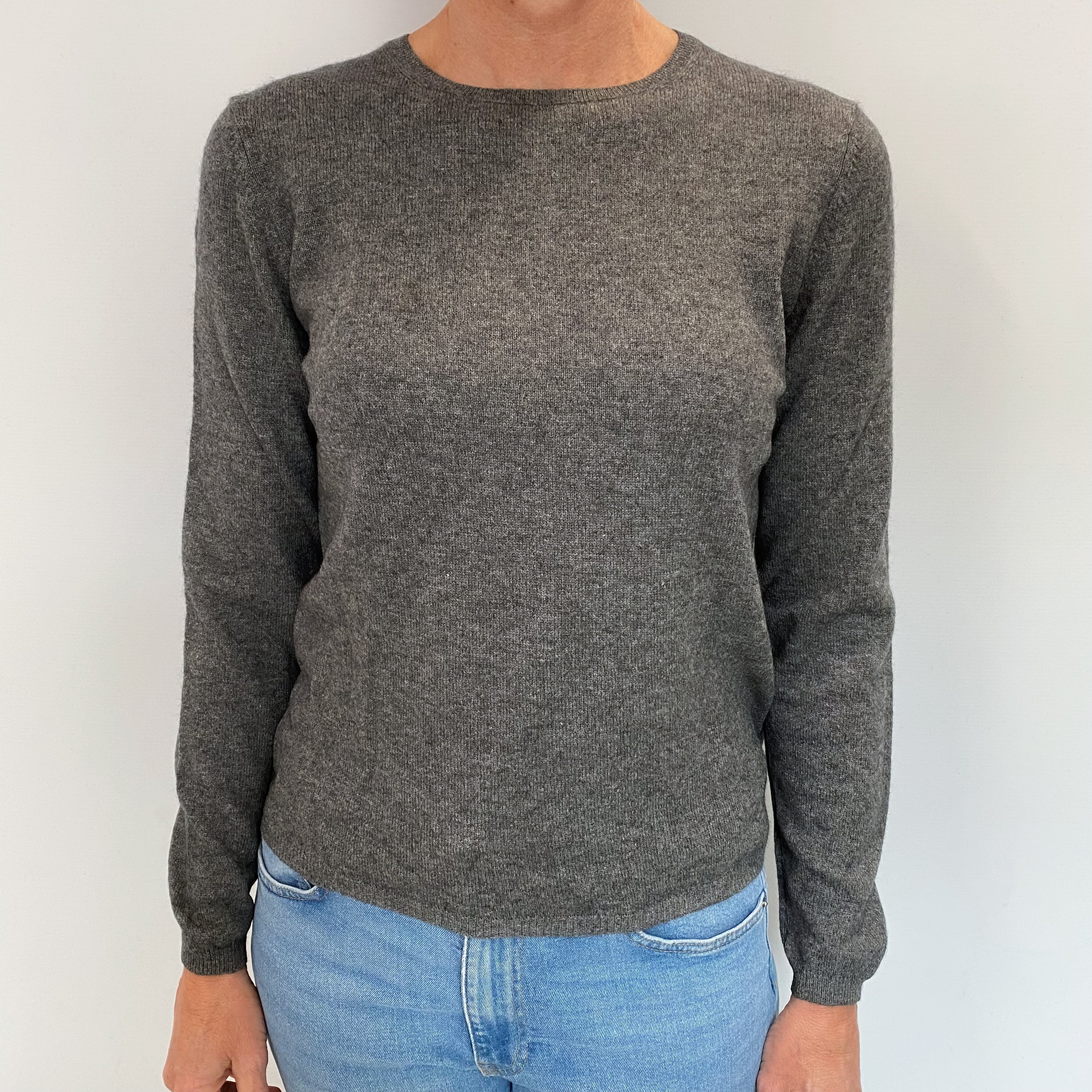 Ash Grey Cashmere Crew Neck Jumper Small
