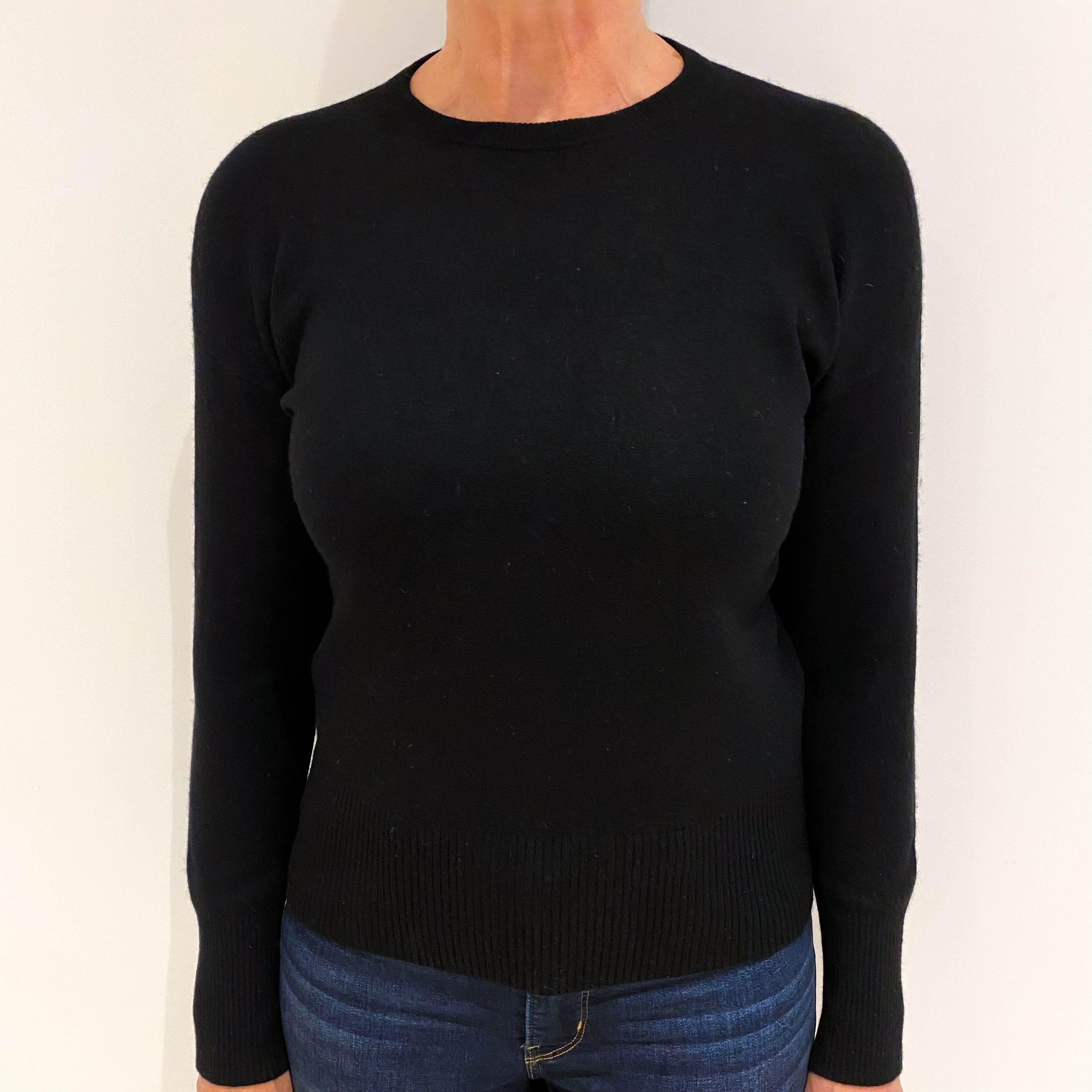 Black Cashmere Crew Neck Jumper Medium