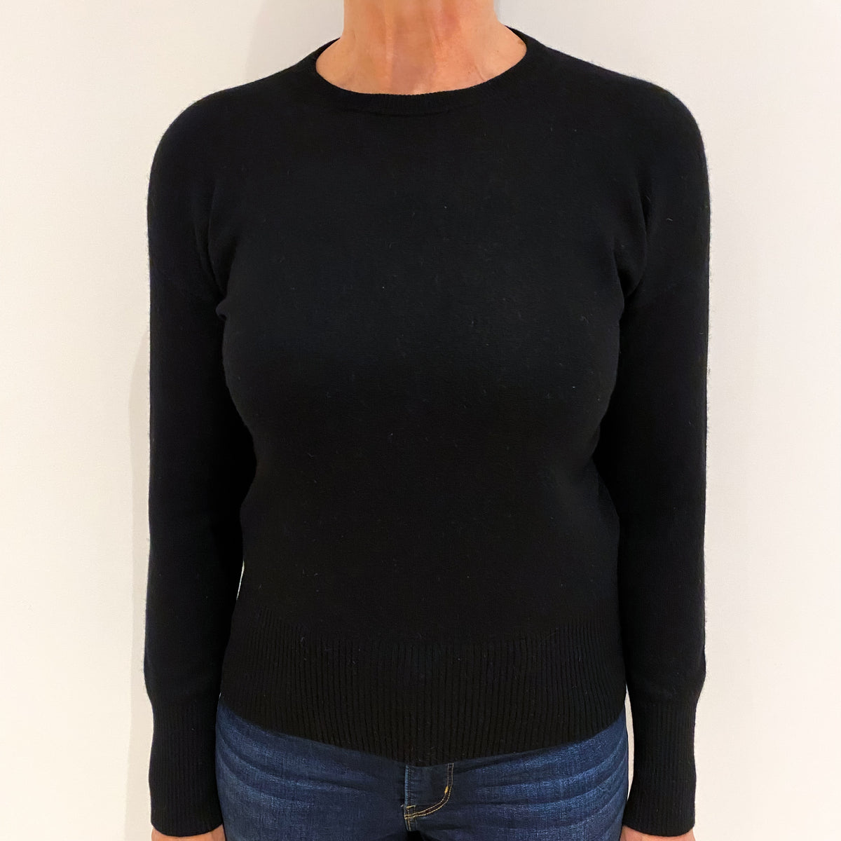 Black Cashmere Crew Neck Jumper Medium
