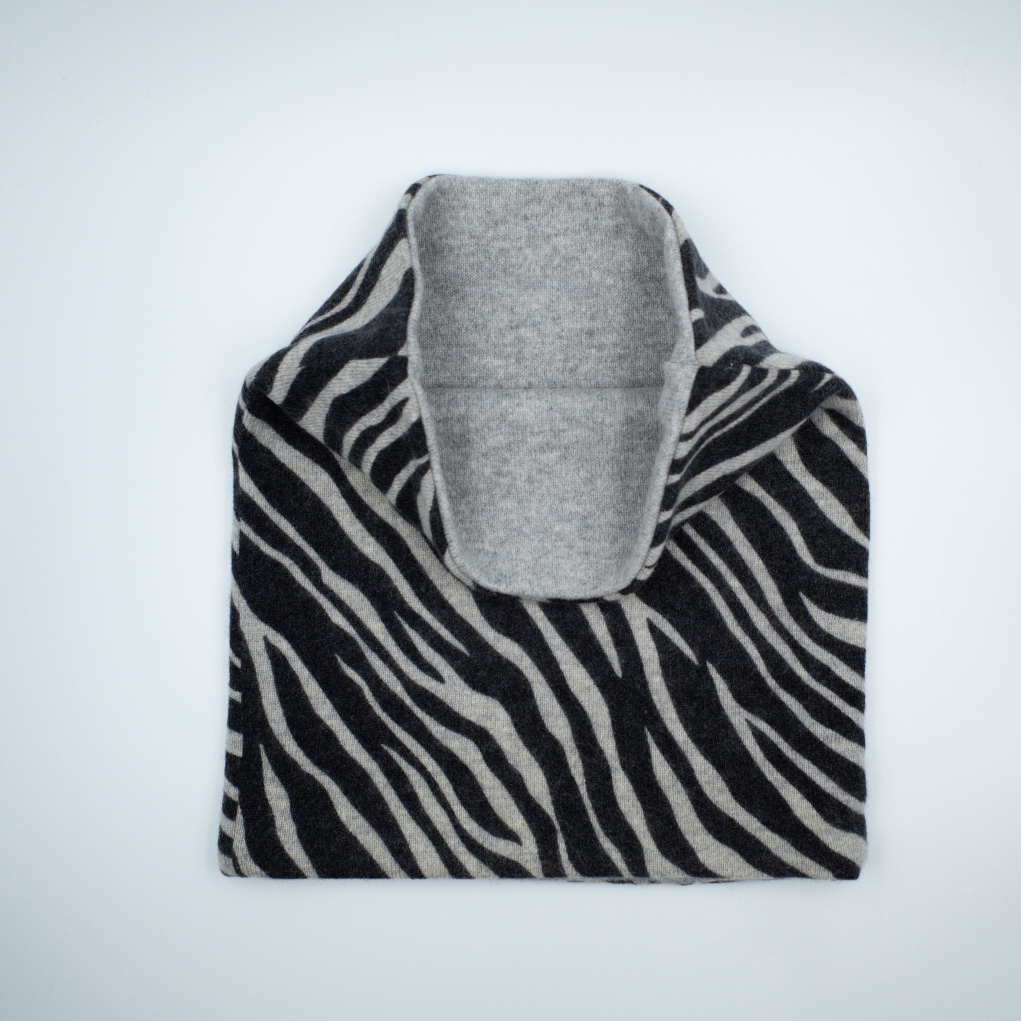 Smoke and Charcoal Grey Zebra Print Luxury Double Layered Snood