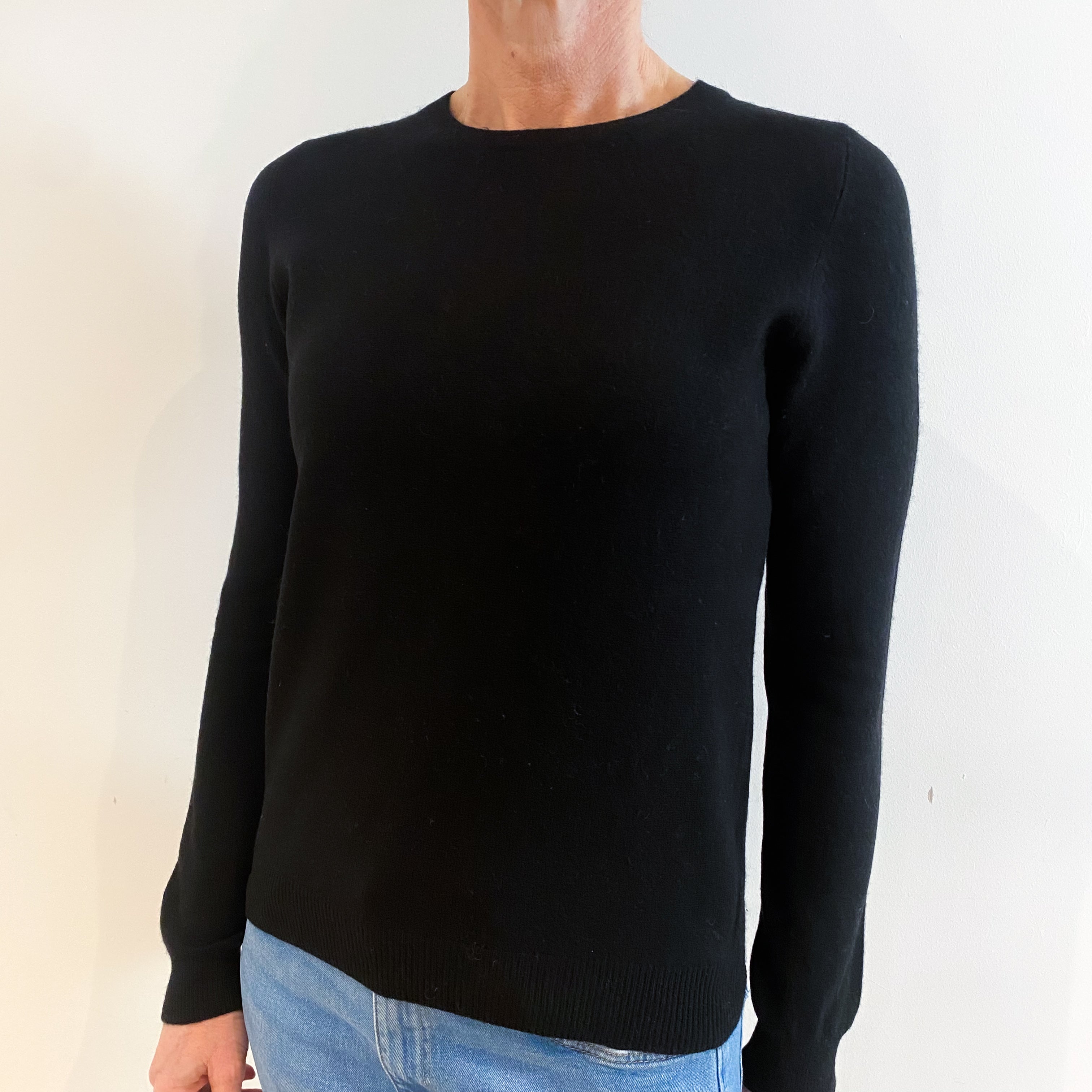 Black Cashmere Crew Neck Jumper Small