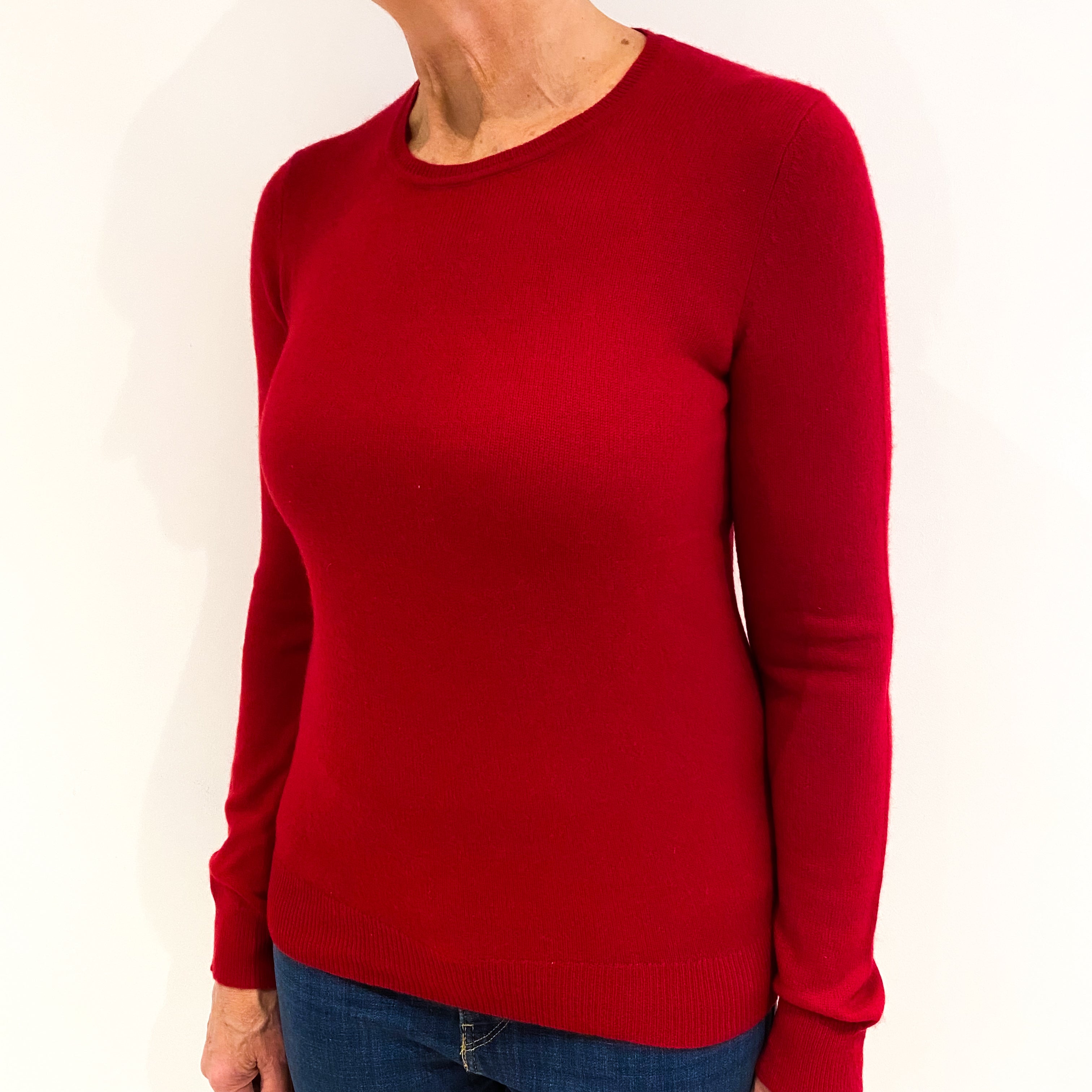 Post Box Red Cashmere Crew Neck Jumper Medium