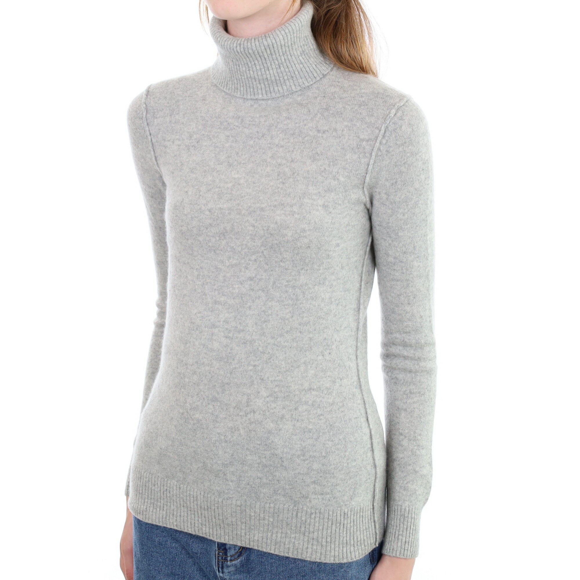 Smoke Grey Cashmere Polo Neck Jumper Extra Small