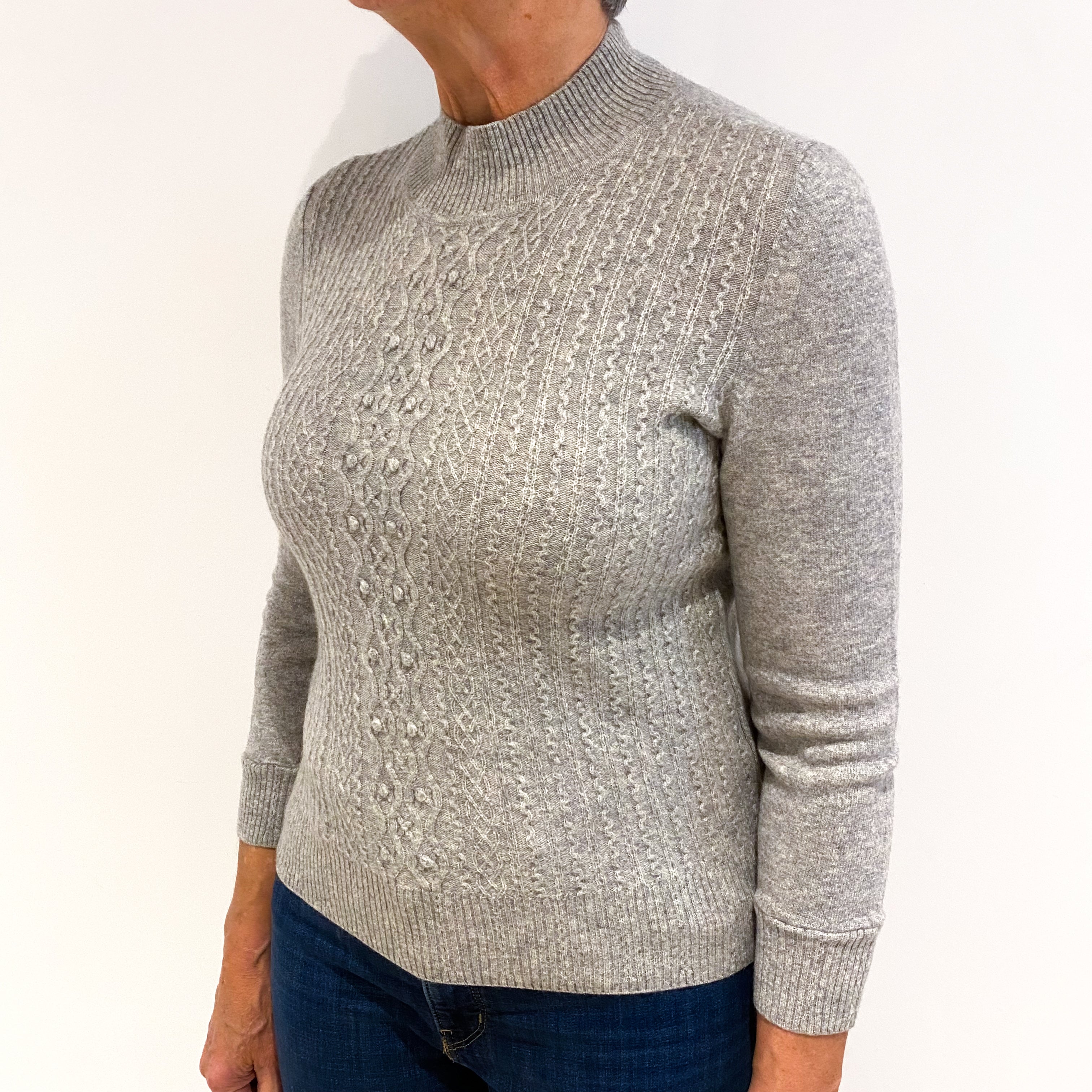Smoke Grey Cashmere Turtle Neck Jumper Medium