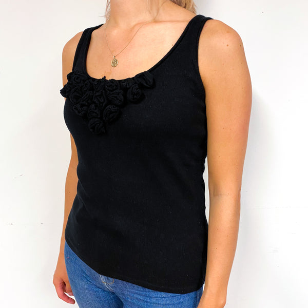 Black Floral Detail Cashmere Vest Small