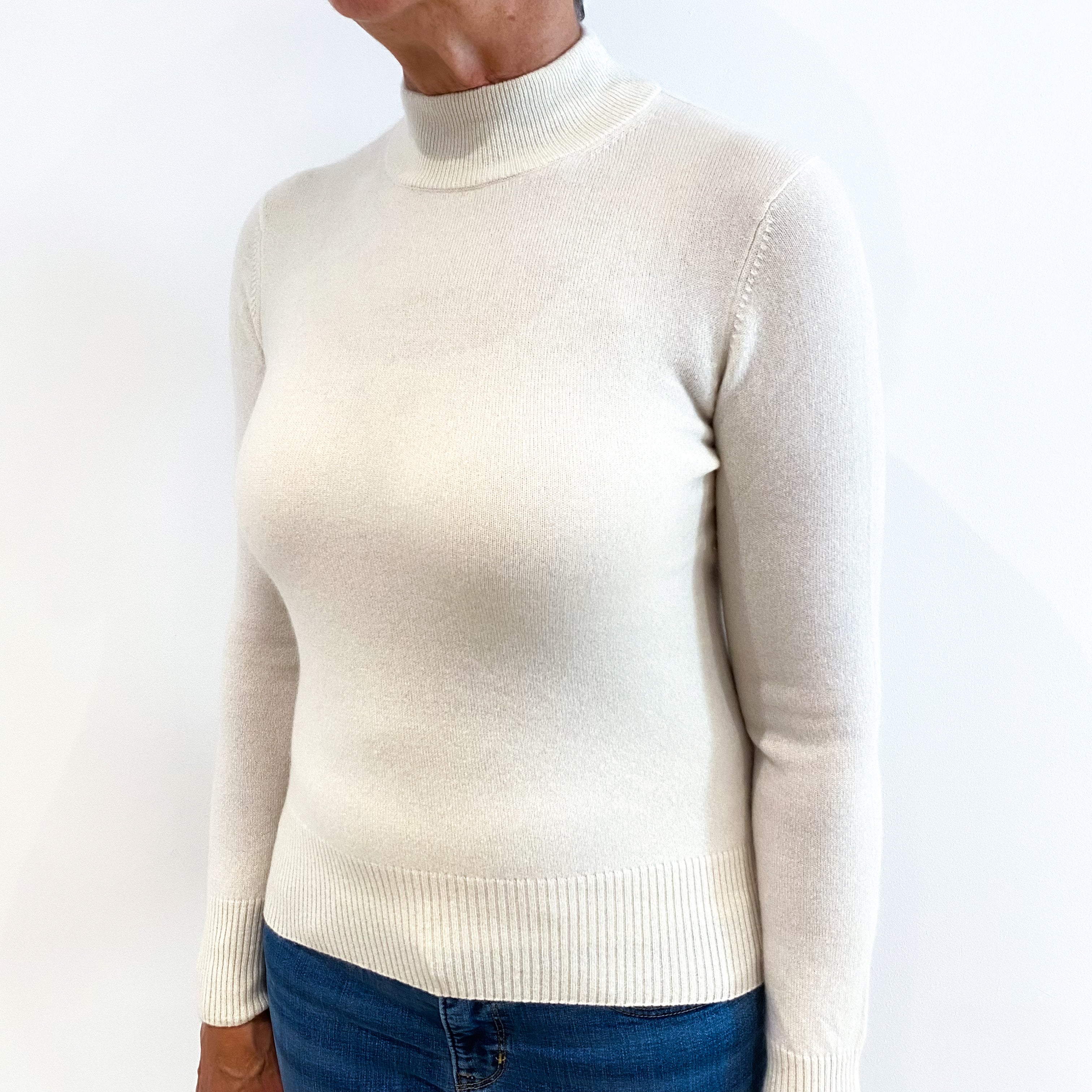 Cream Cashmere Polo Neck Jumper Medium
