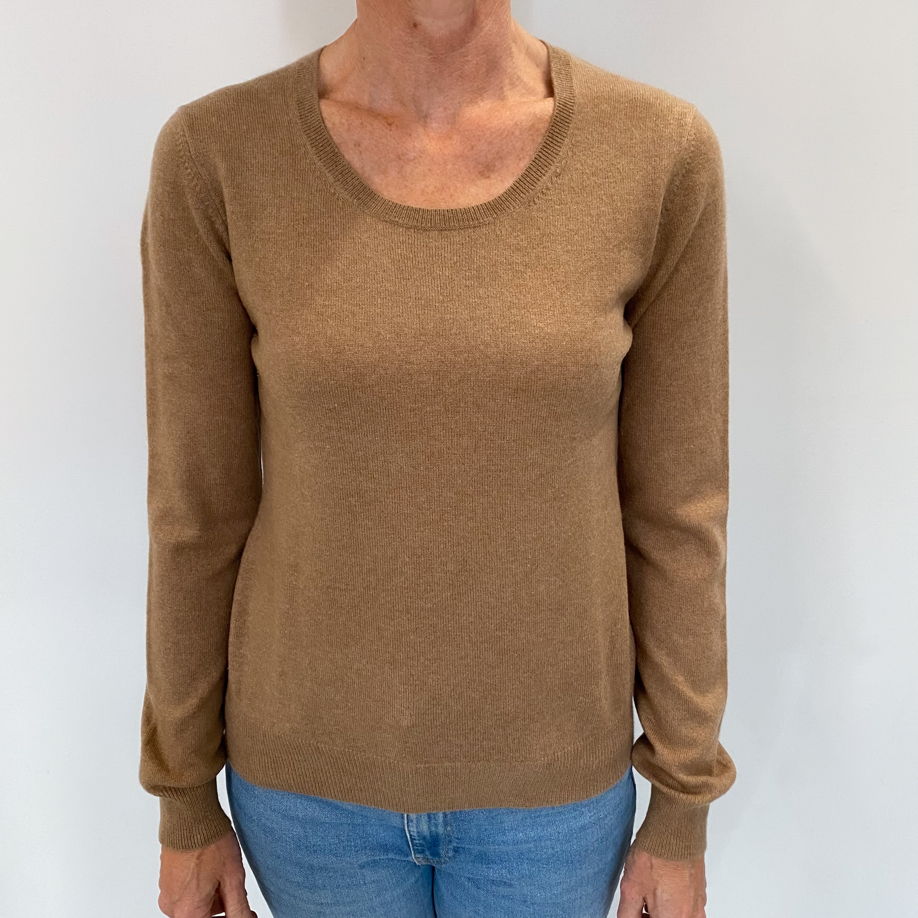 Butterscotch Brown Cashmere Crew Neck Jumper Small