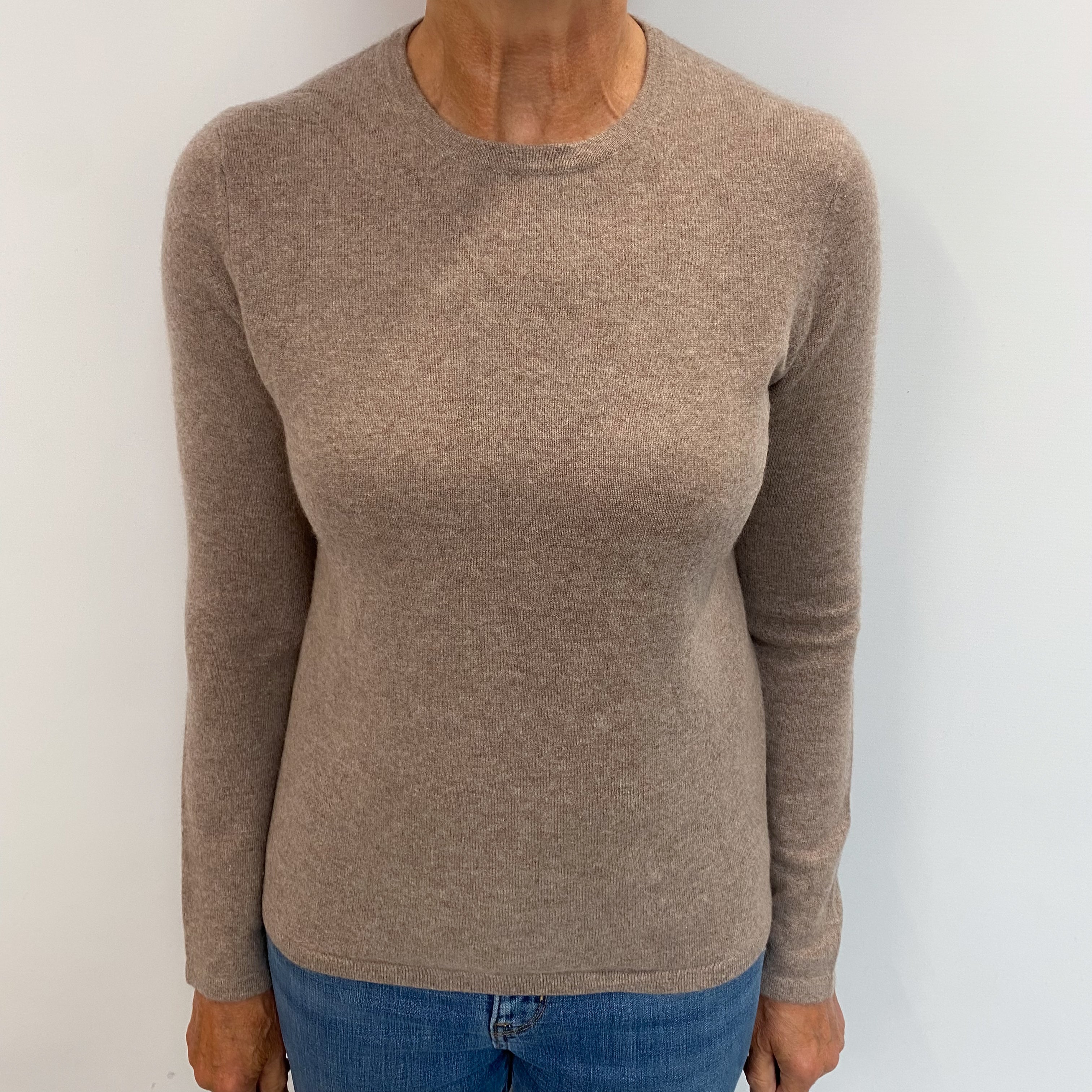 Mink Brown Cashmere Crew Neck Jumper Medium