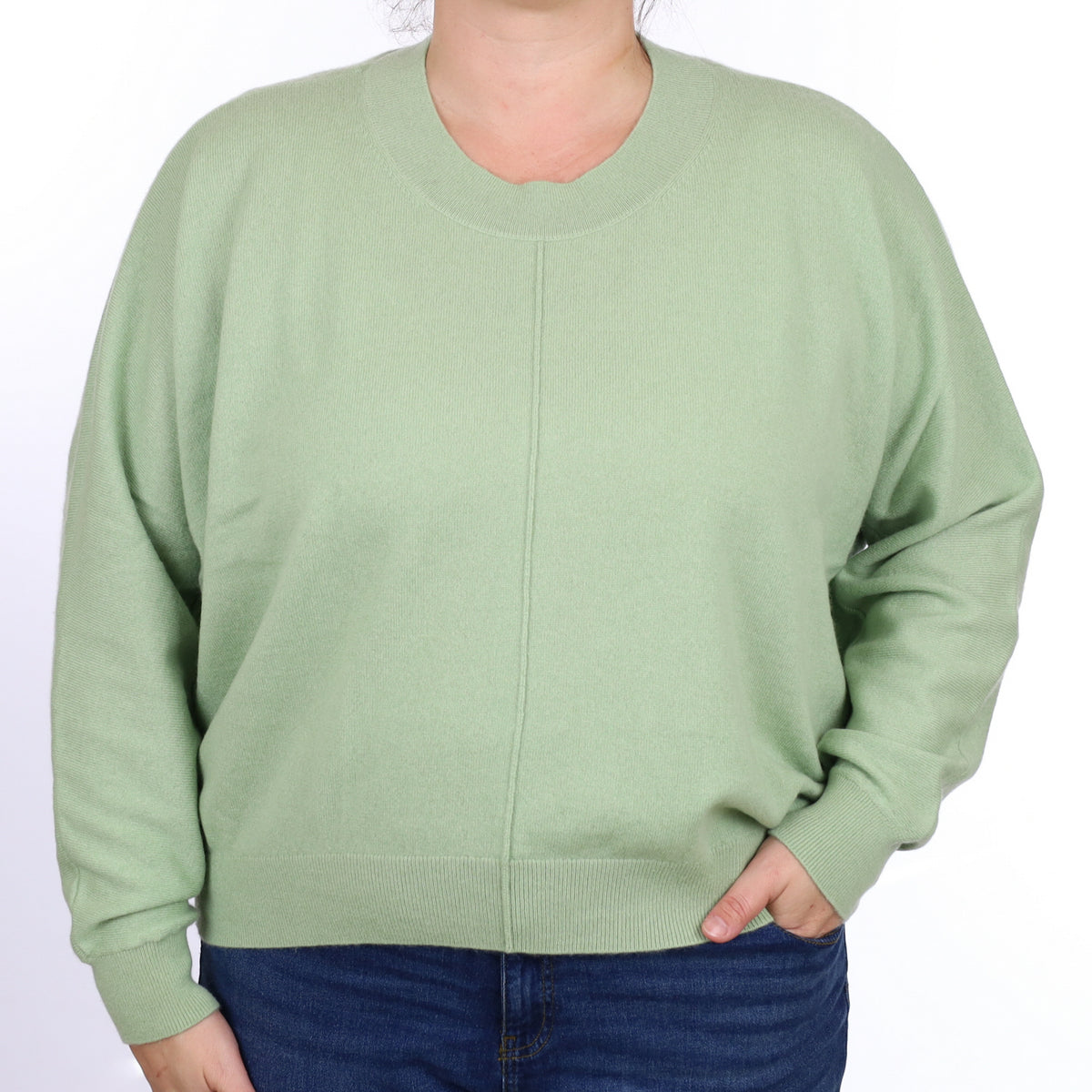Cos Hellebore Green Cashmere Batwing Crew Neck Jumper Large