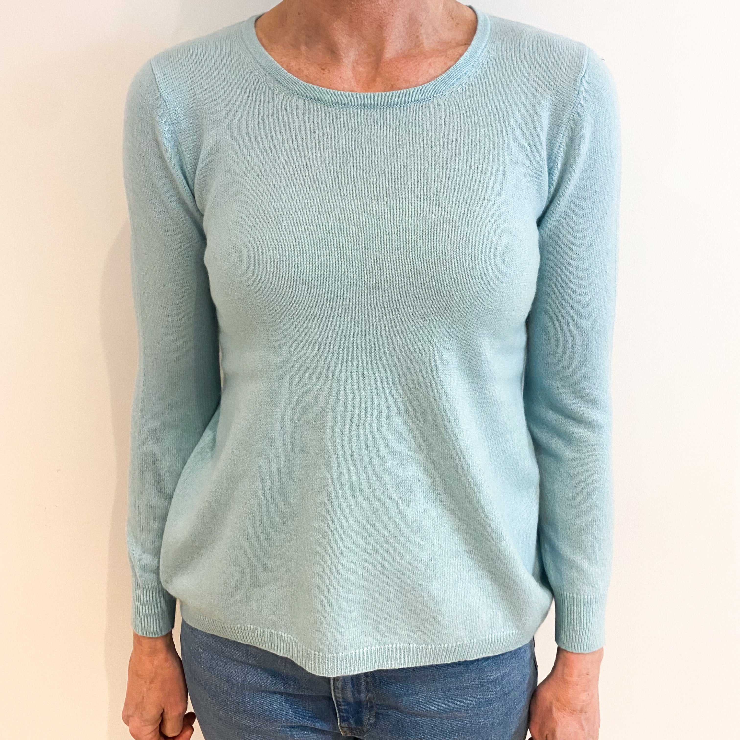 Mint Blue Cashmere Crew Neck Jumper Small