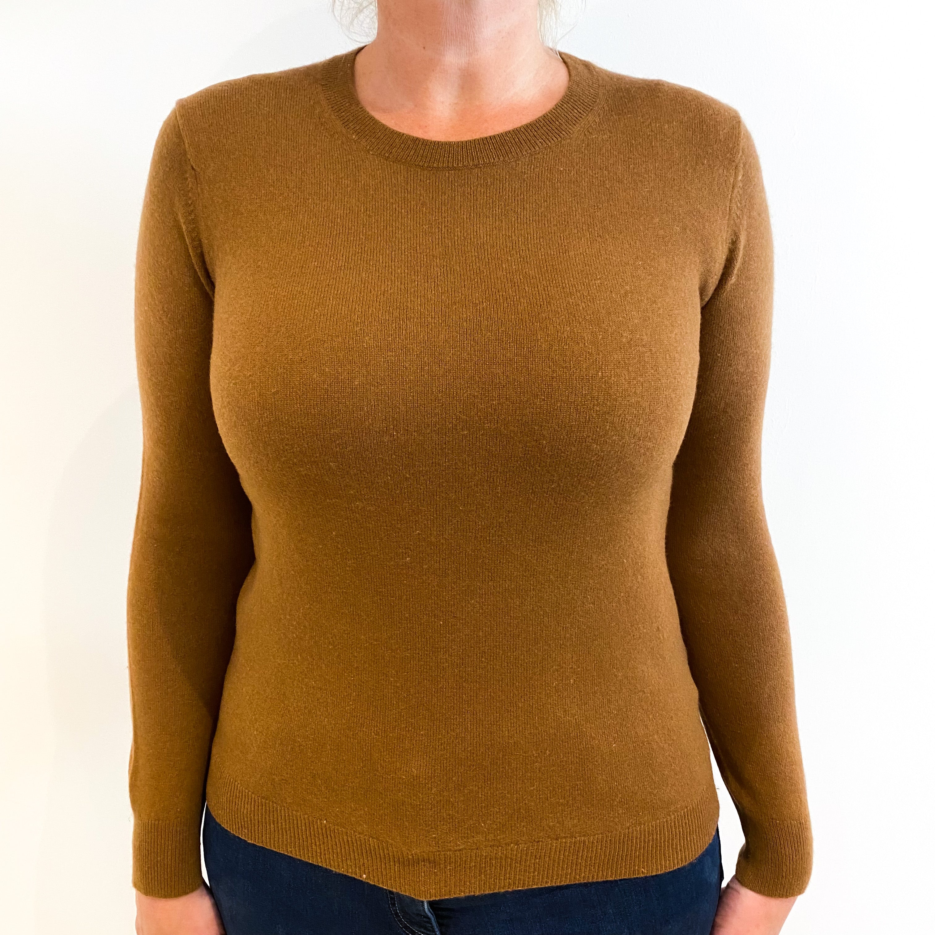 Caramel Brown Cashmere Crew Neck Jumper Large