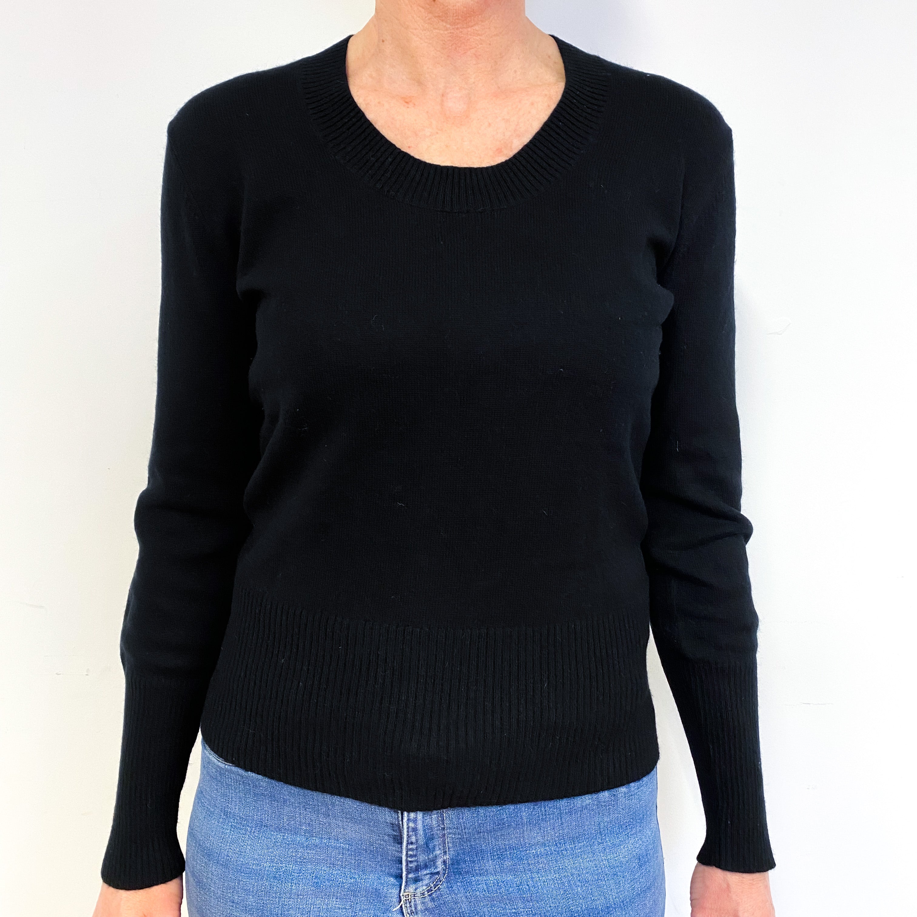 Black Cashmere Crew Neck Jumper Medium