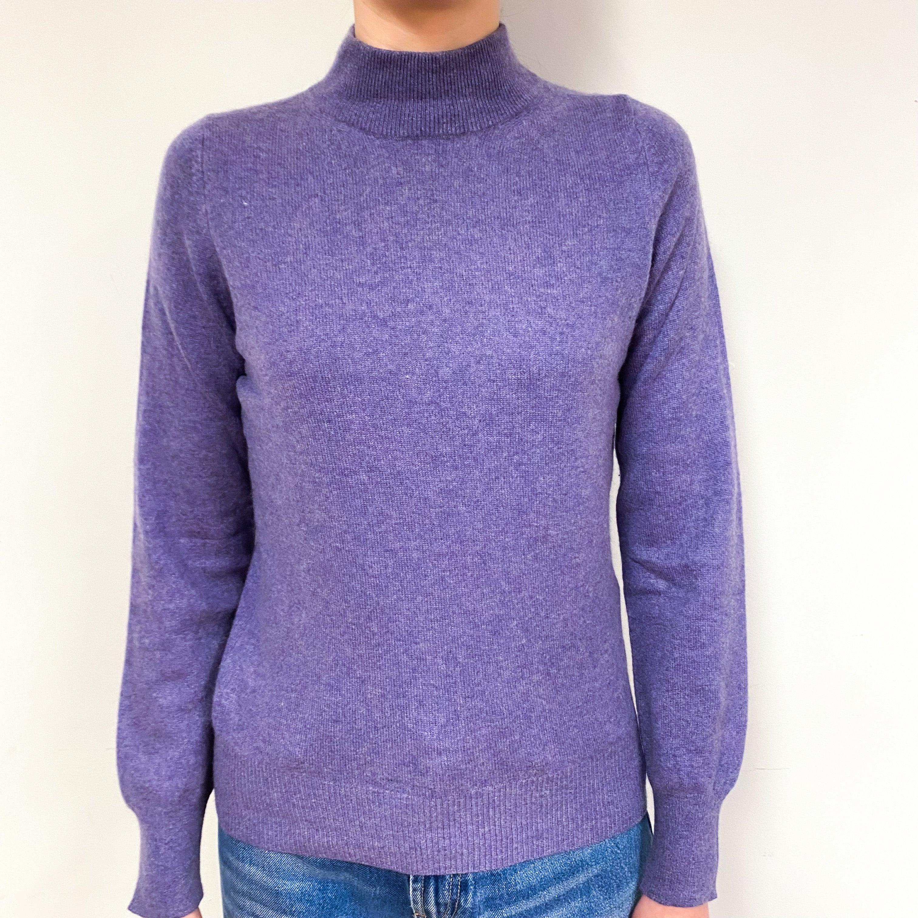 Wisteria Purple Cashmere Turtle Neck Jumper Extra Small