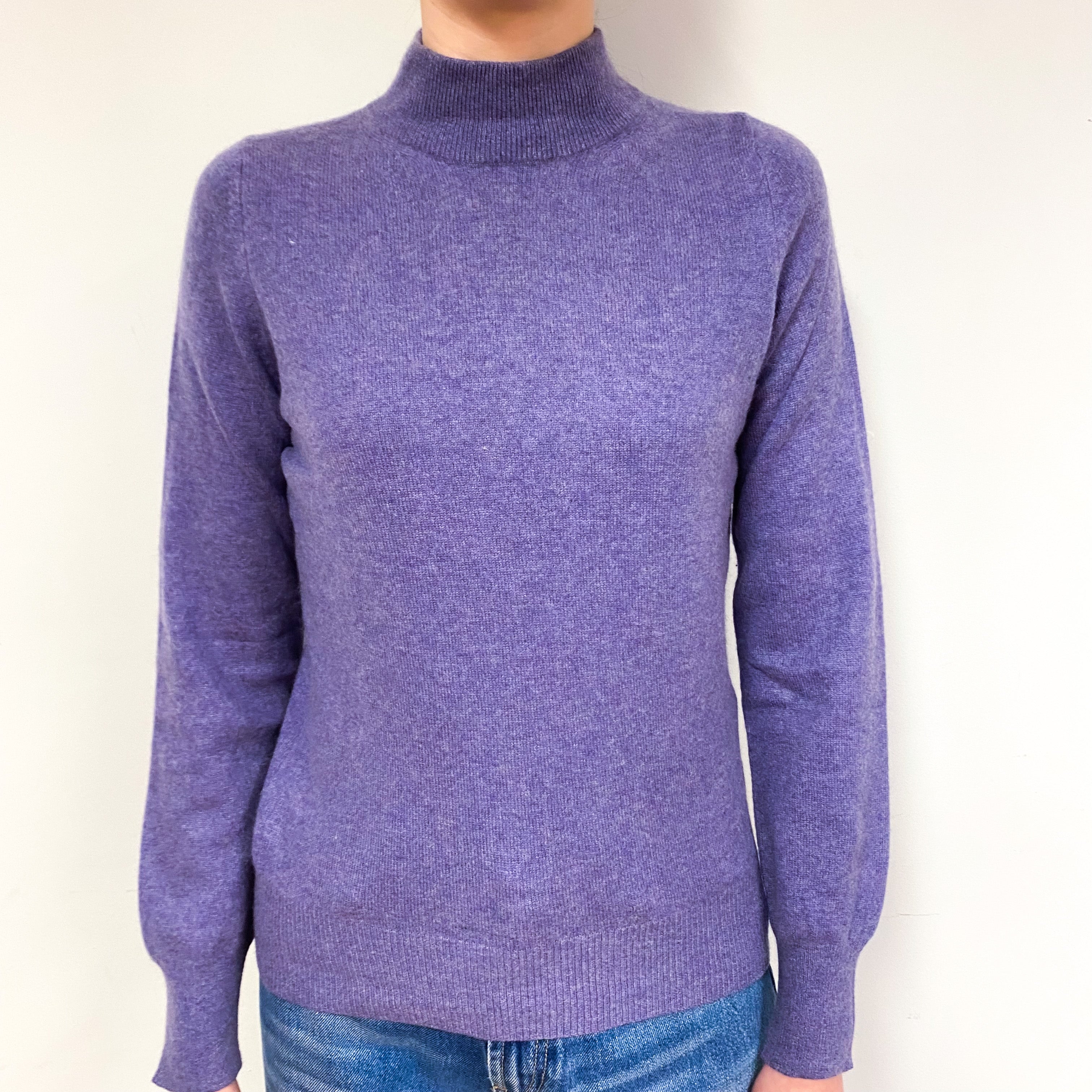 Wisteria Purple Cashmere Turtle Neck Jumper Extra Small