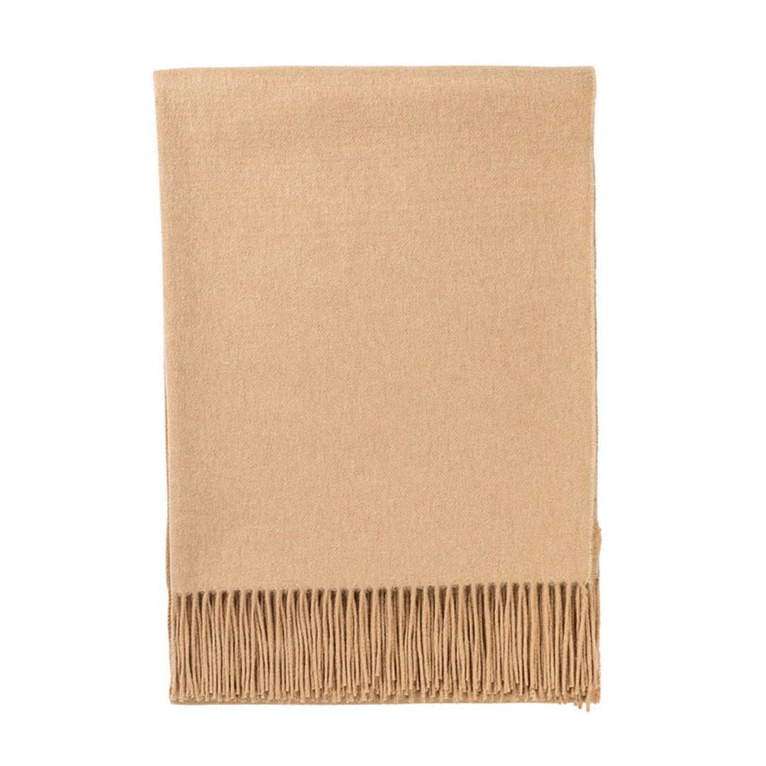 Brand New English Camel & Beige Ombre Luxury Woven Cashmere Blanket