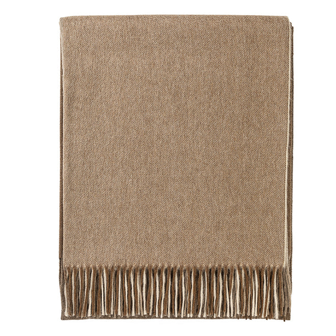 Brand New English Fawn and Camel Colour Block Luxury Woven Cashmere Blanket