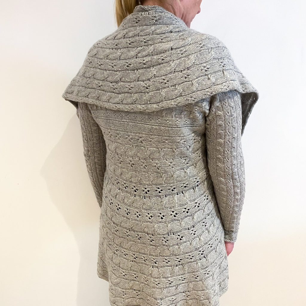 Smoke Grey Cashmere Edge To Edge Cardigan Large