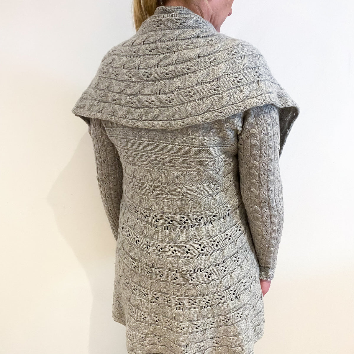 Smoke Grey Cashmere Edge To Edge Cardigan Large