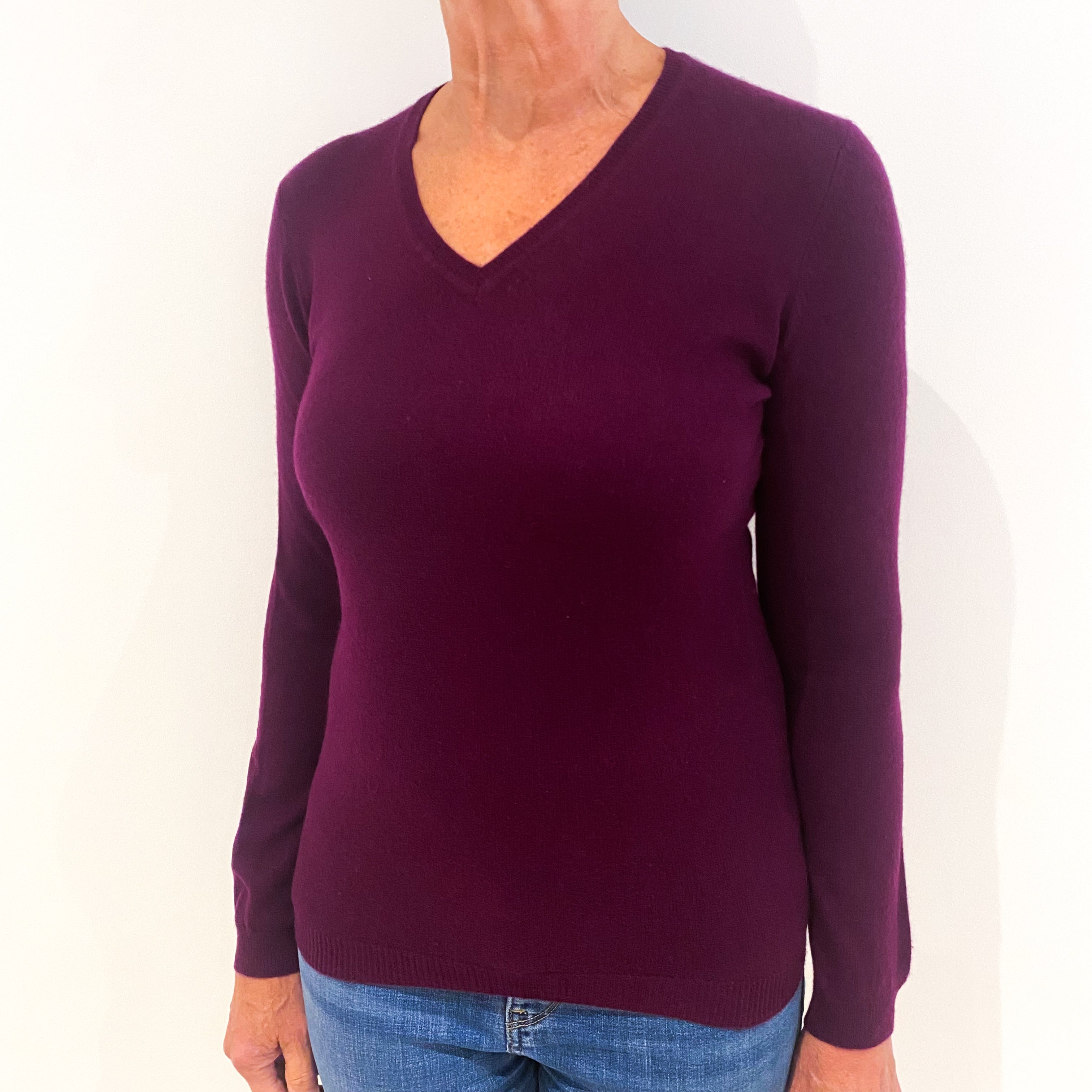 Iris Purple Cashmere V-Neck Jumper Medium