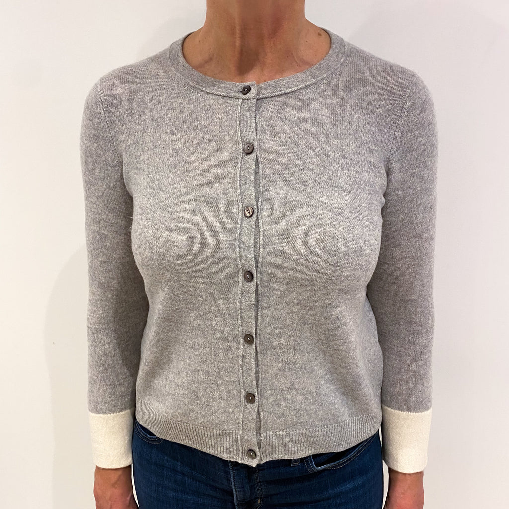 Smoke Grey Cashmere Crew Neck Cardigan Medium