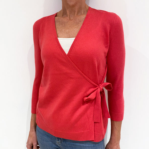 Strawberry Pink Cashmere Cross Over Cardigan Small
