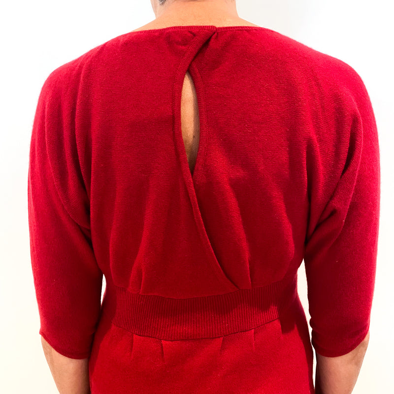 Scarlet Red Batwing Cashmere Tunic Dress Medium
