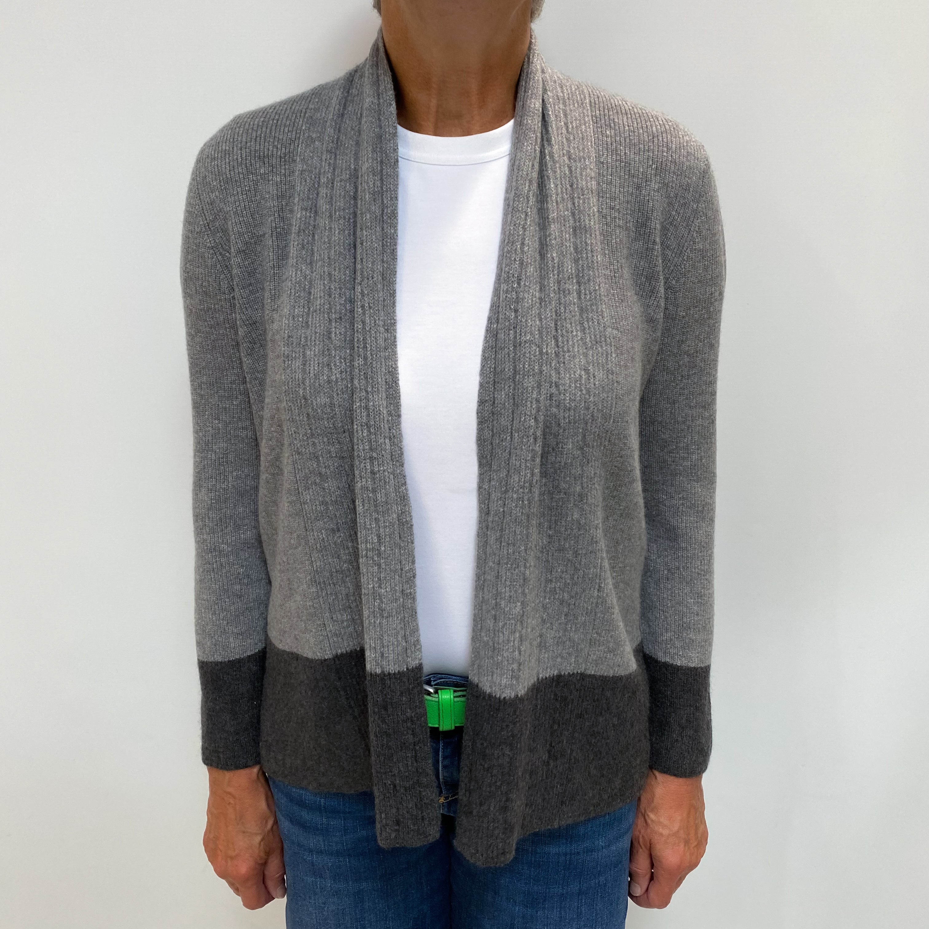 Ash Grey Cashmere Edge To Edge Cardigan Medium