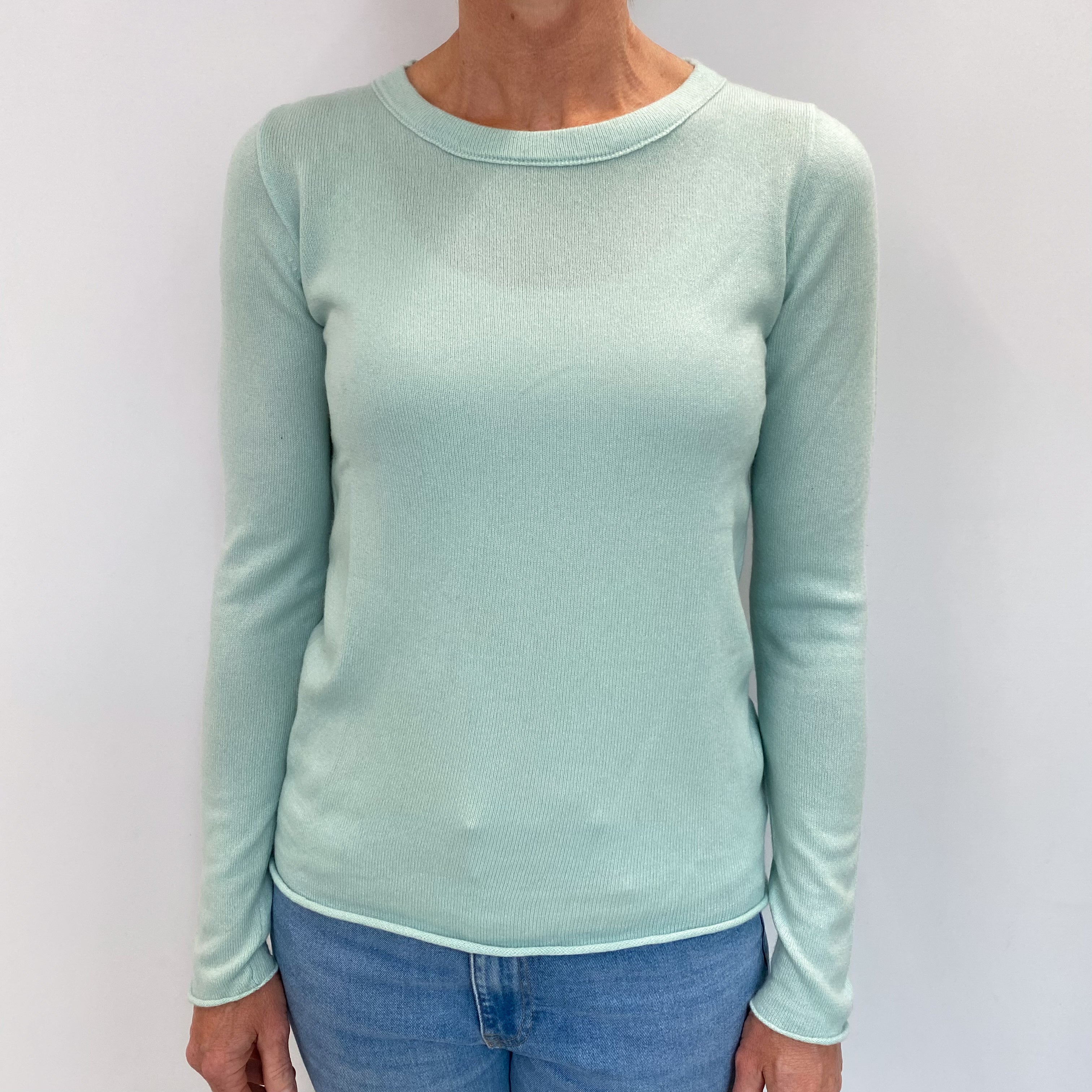 Mint Blue Cashmere Crew Neck Jumper Small