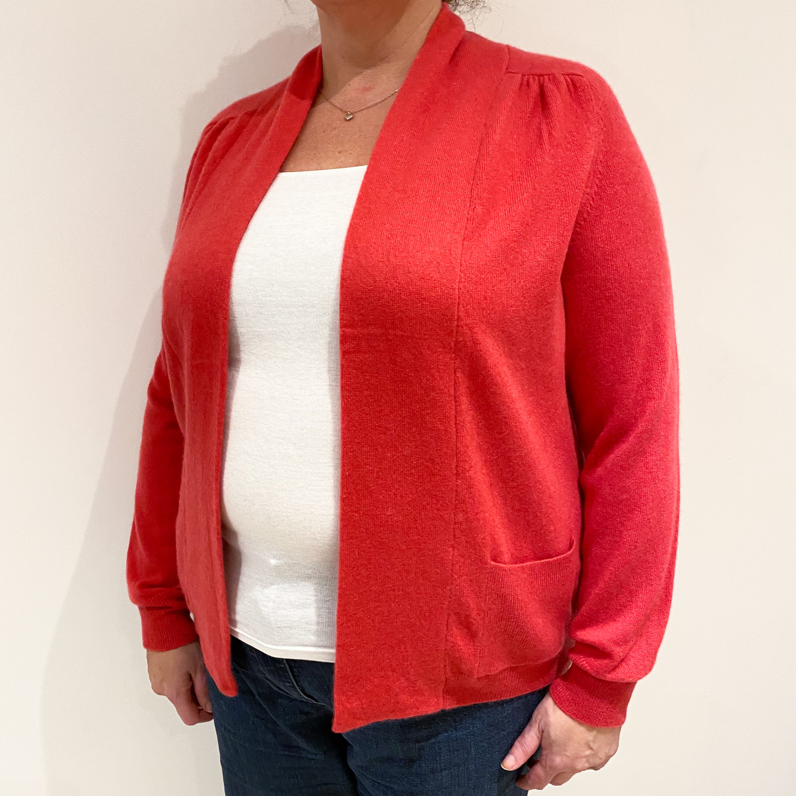 Strawberry Pink Cashmere Edge to Edge Cardigan Extra Large