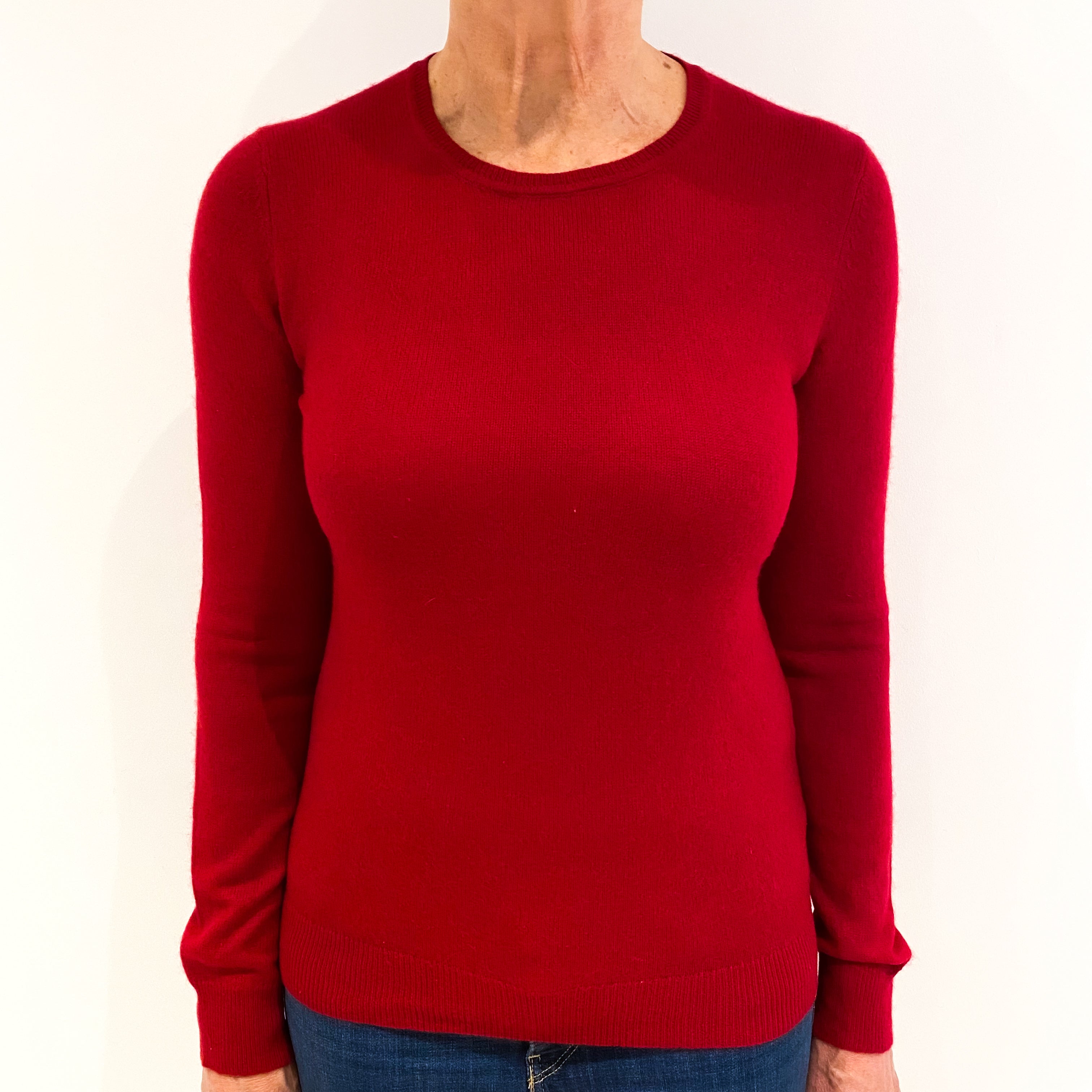 Post Box Red Cashmere Crew Neck Jumper Medium