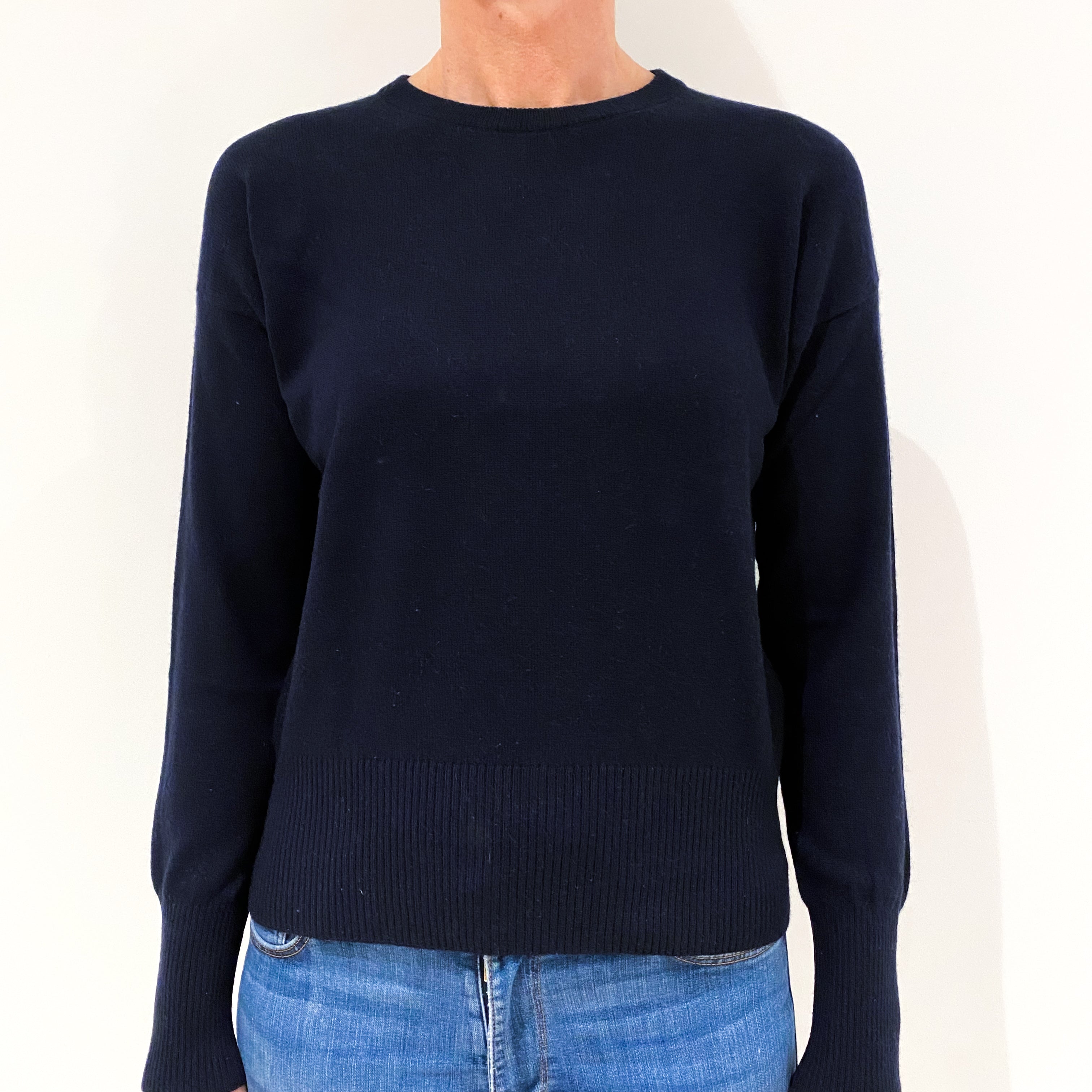 Navy Blue Cashmere Crew Neck Jumper Small