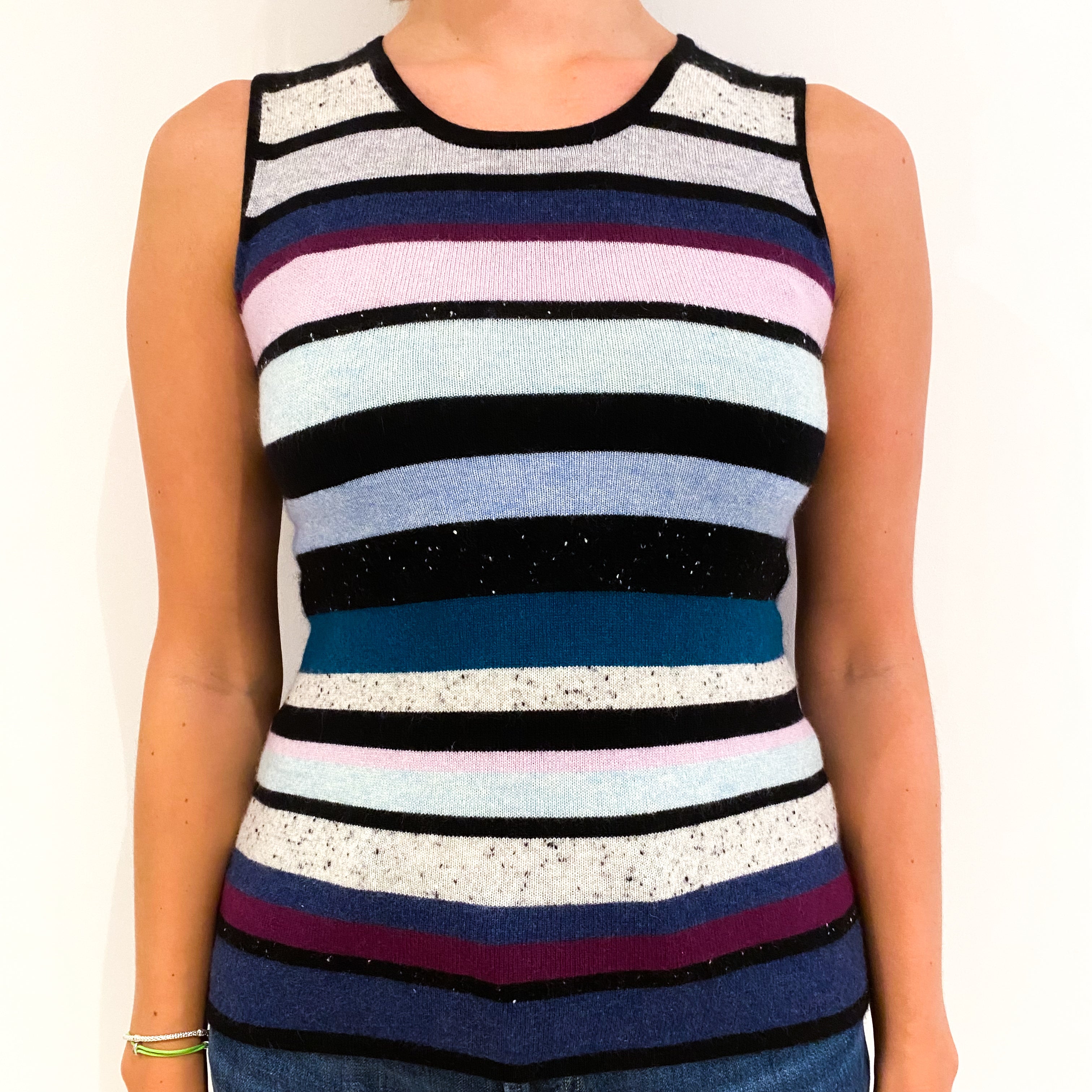 Multicoloured Striped Cashmere Tank Top Small