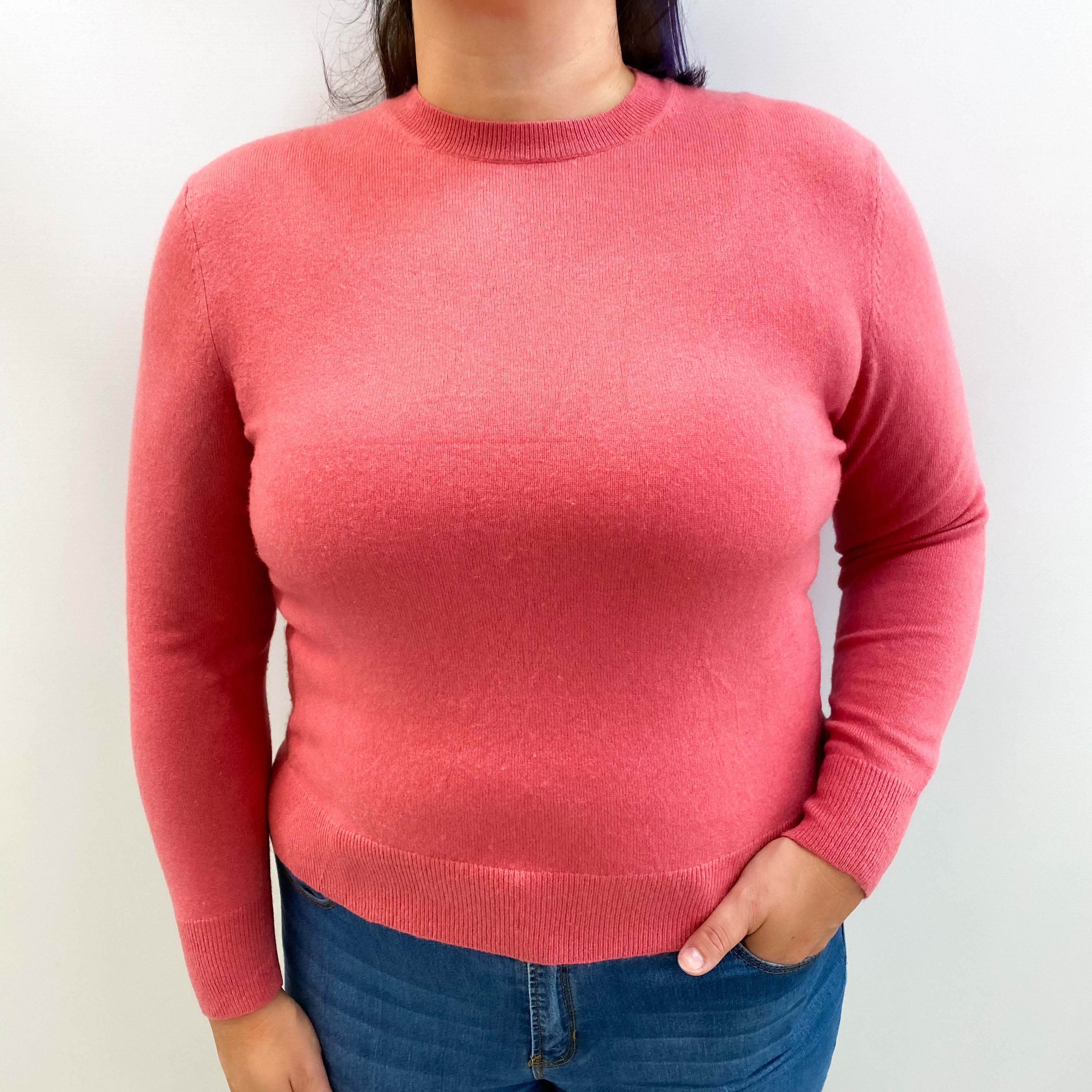 Loganberry Pink Cashmere Crew Neck Jumper Large