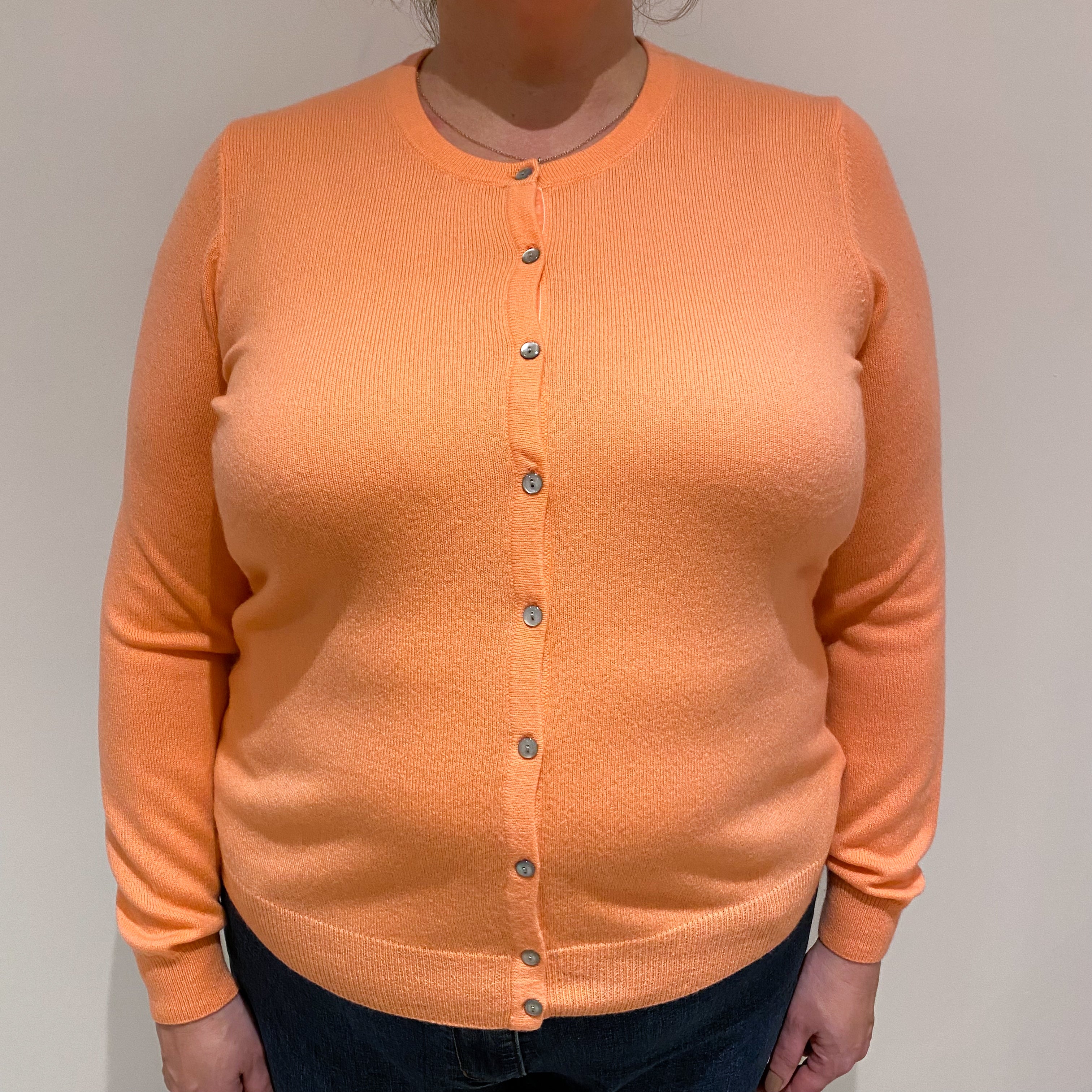 Deep Peach Cashmere Crew Cardigan Extra Large