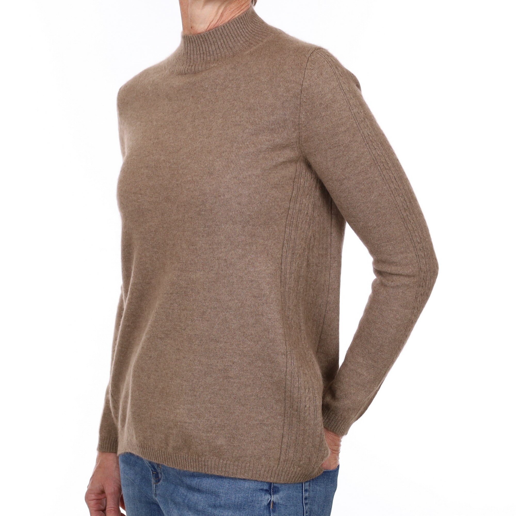 Mocha Brown Cashmere Turtle Neck Jumper Small