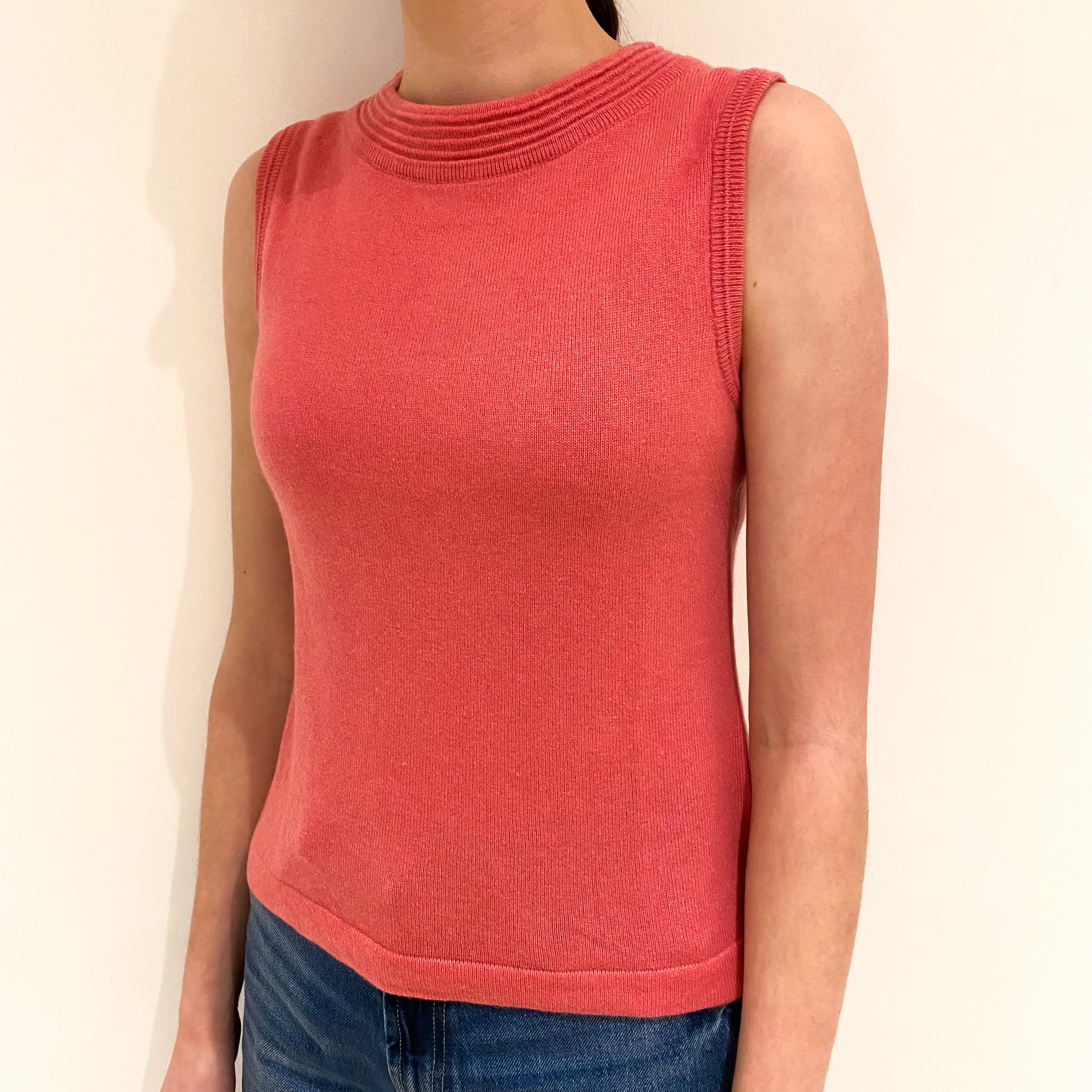 Lupin Pink Cashmere Crew Neck Tank Top Extra Small