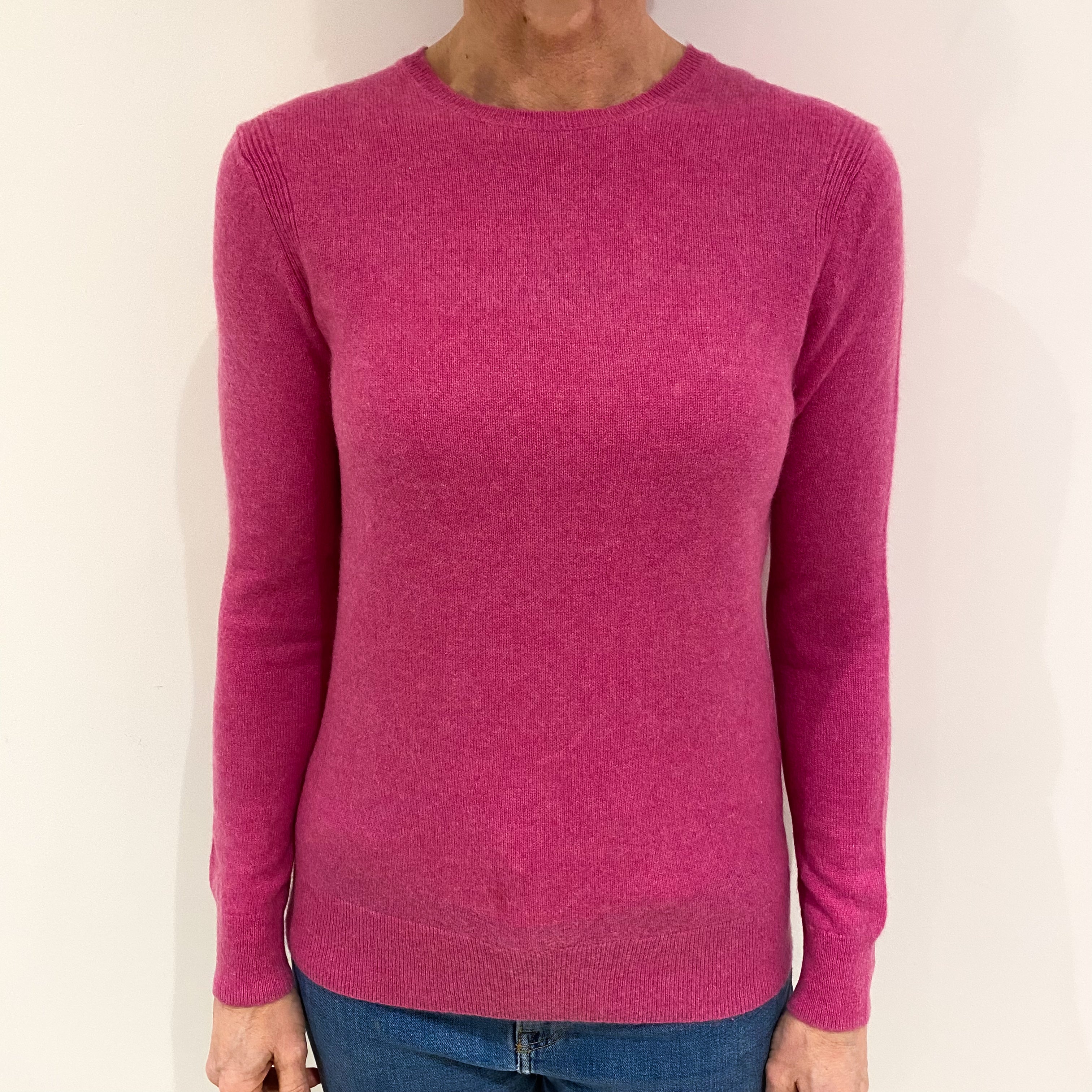 Tulip Pink Cashmere Crew Neck Jumper Small