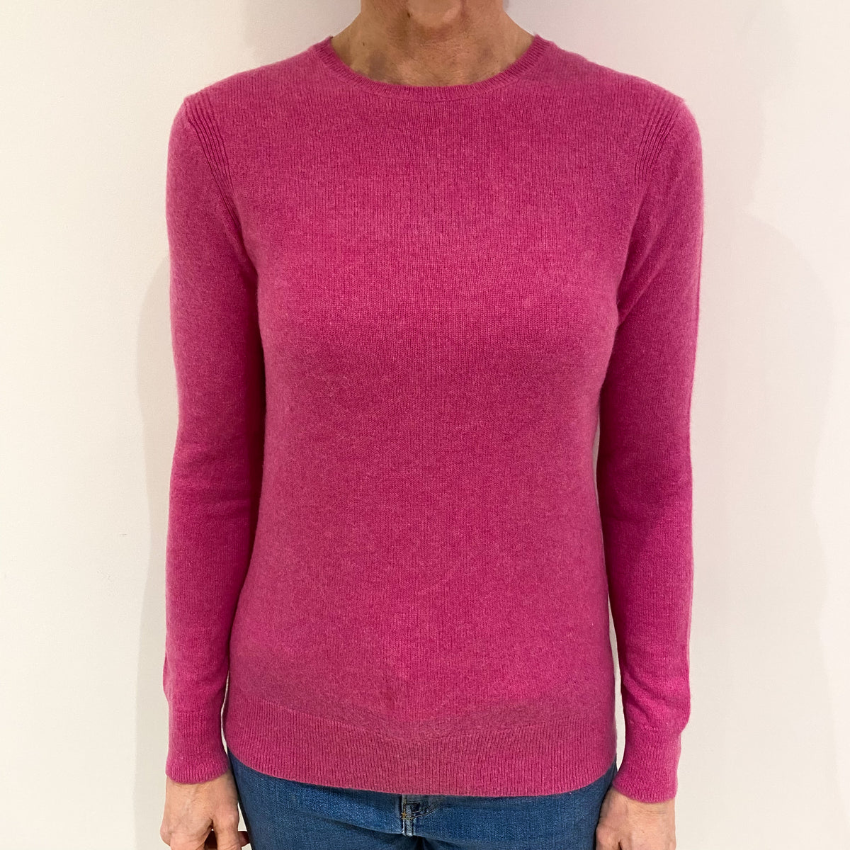 Tulip Pink Cashmere Crew Neck Jumper Small