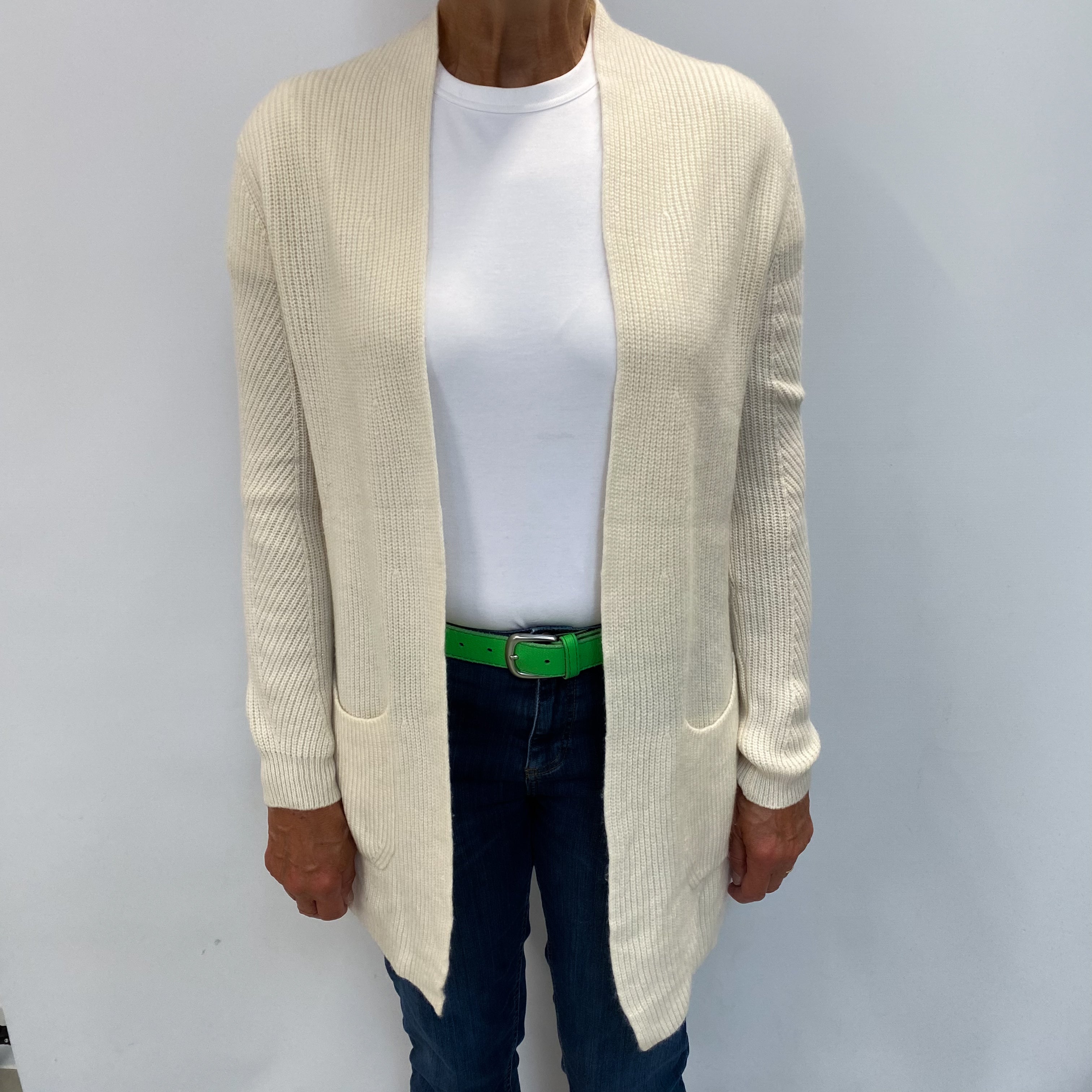 Vanilla Cream Cashmere Edge To Edge Cardigan Medium